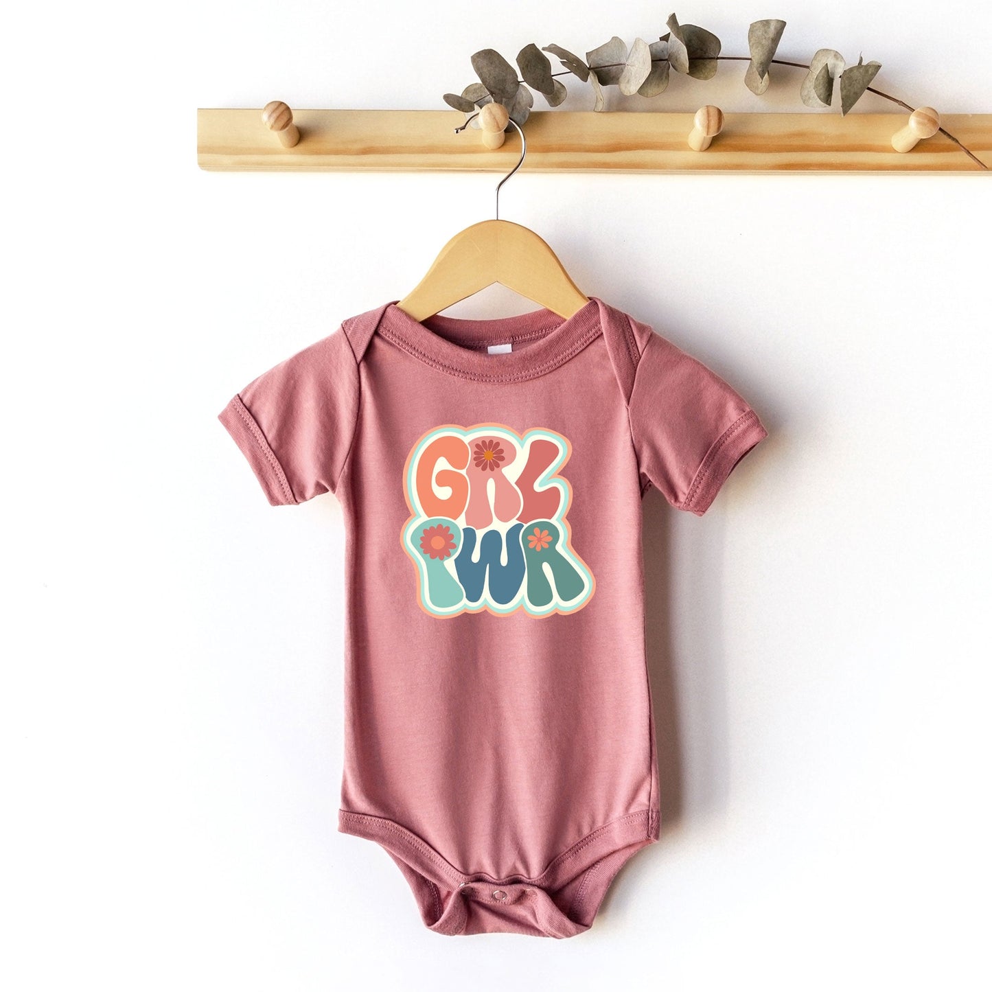 Retro Girl Power Colorful | Baby Graphic Short Sleeve Onesie