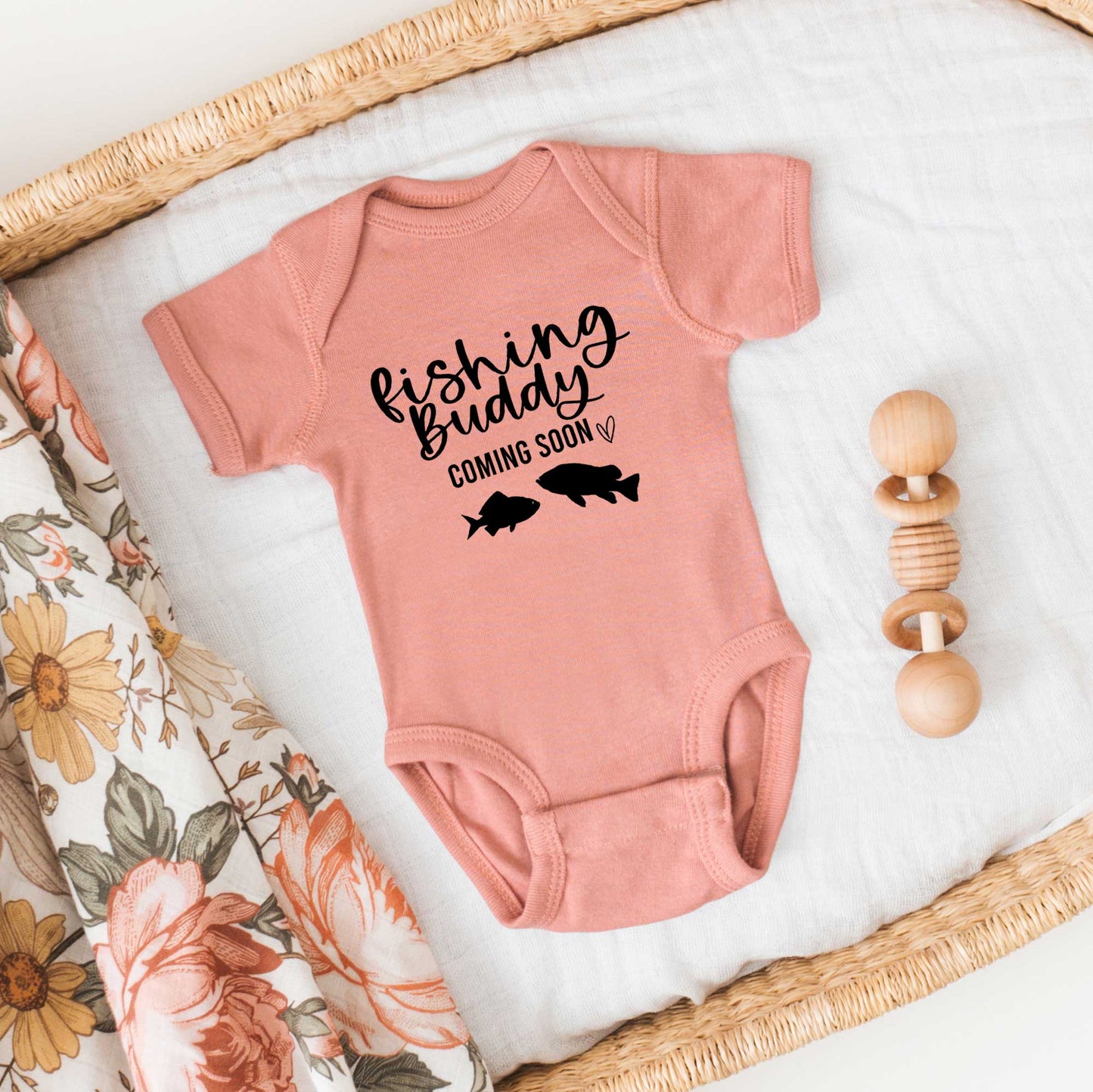 Fishing Buddy Coming Soon | Baby Graphic Short Sleeve Onesie