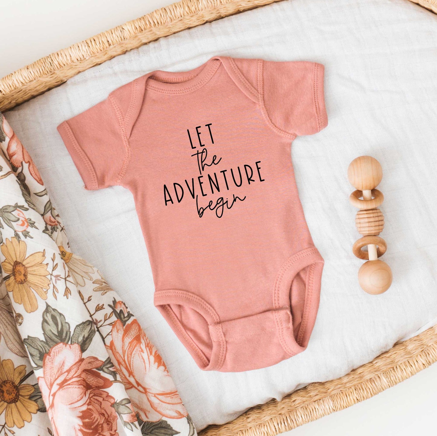 Let The Adventure Begin Script | Baby Graphic Short Sleeve Onesie