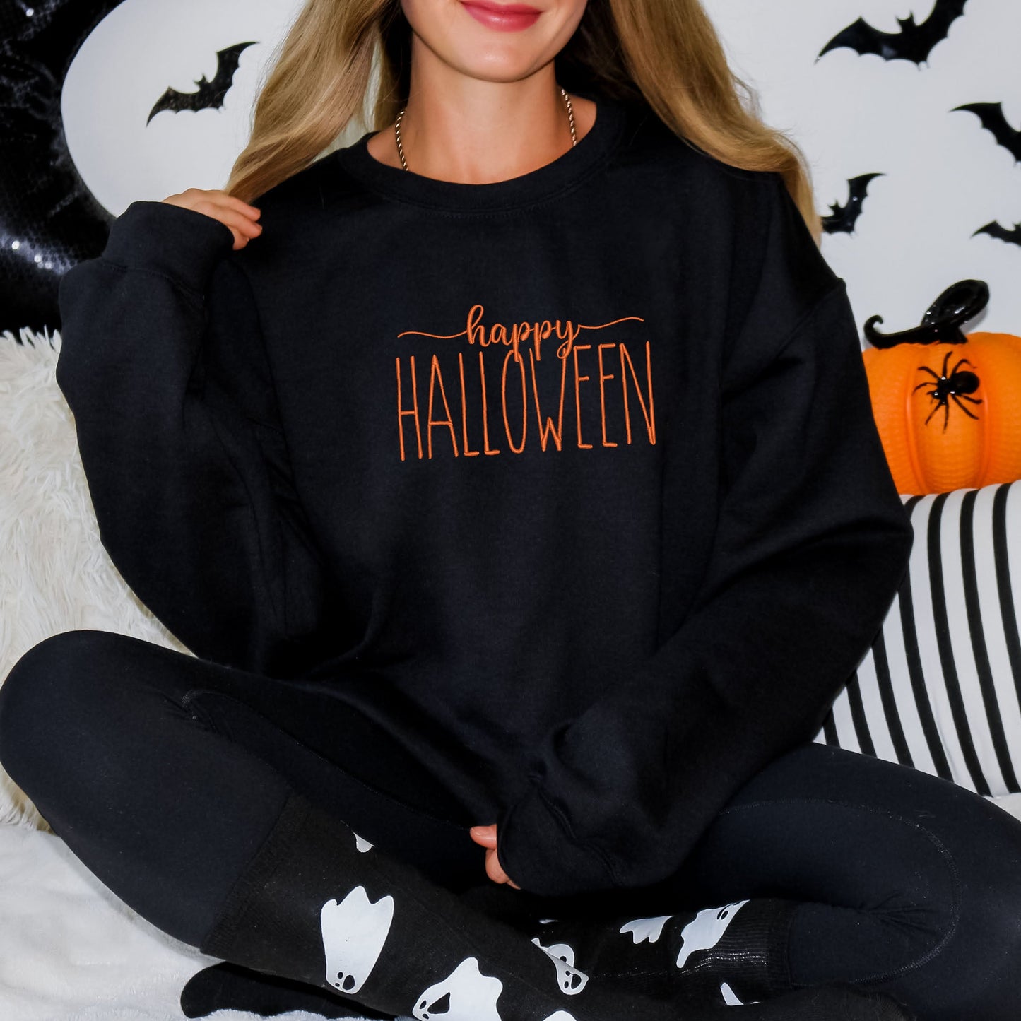 Embroidered Happy Halloween | Sweatshirt