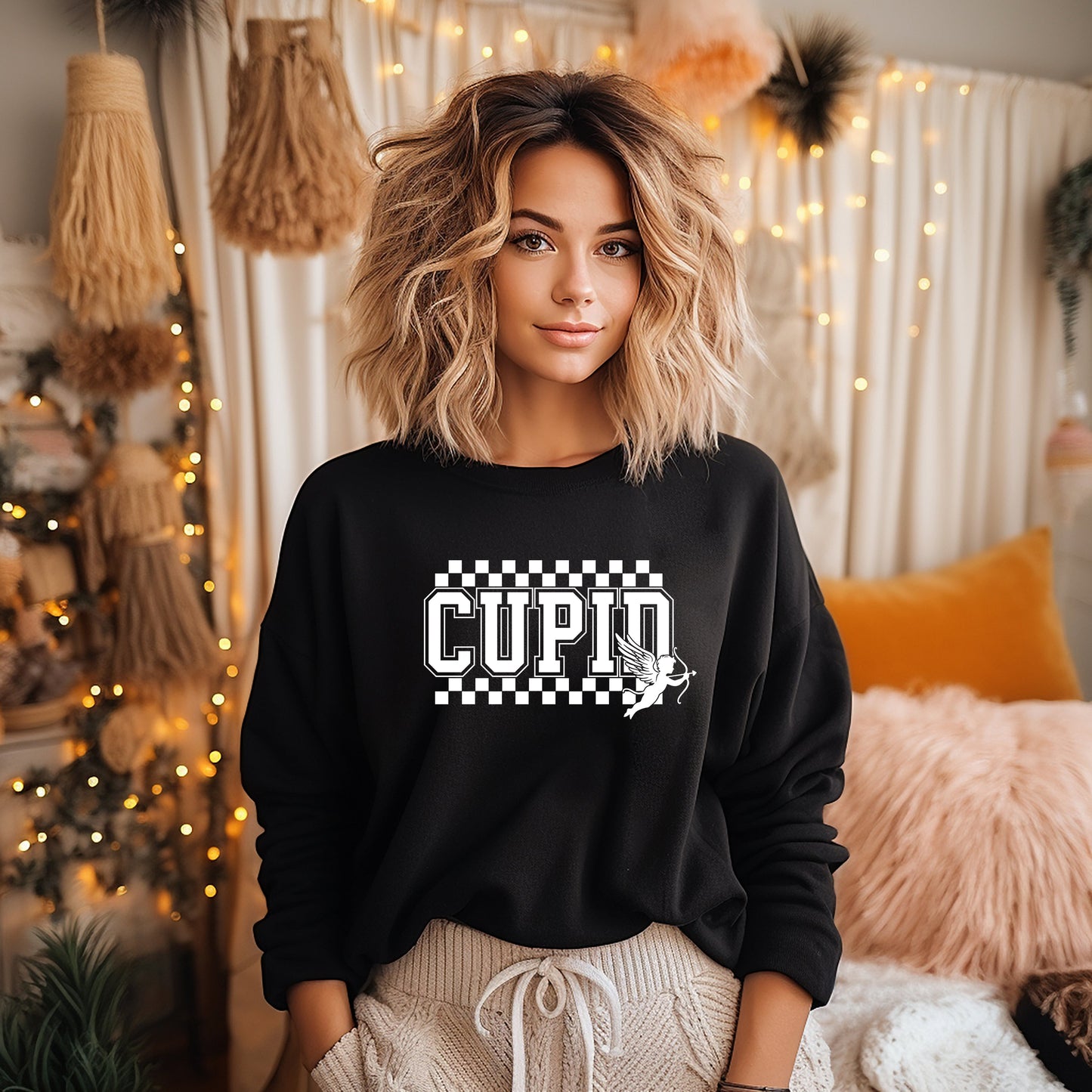 Cupid Varsity Checkered | Sweatshirt