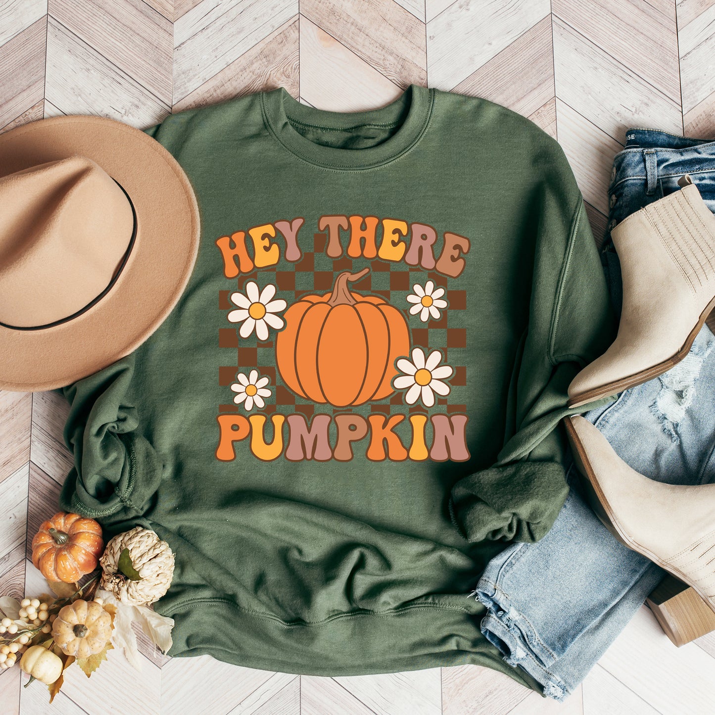 Hey There Pumpkin Flowers | Sweatshirt