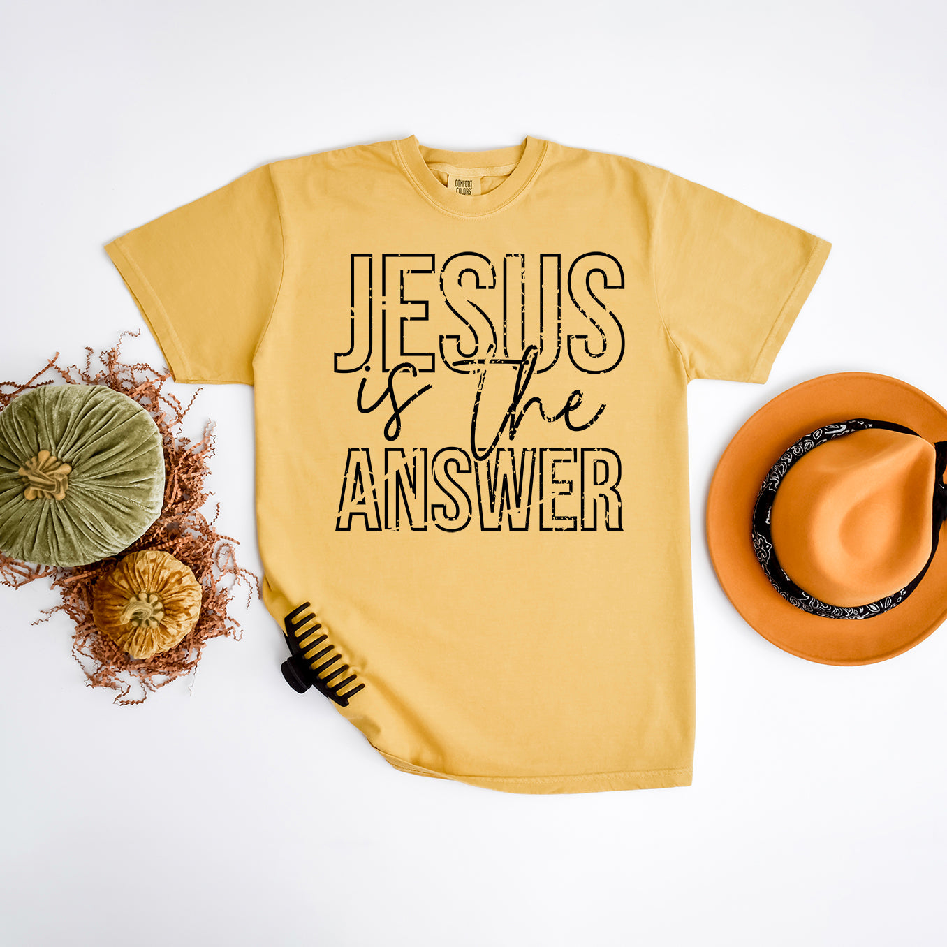 Jesus Is The Answer Block | Garment Dyed Tee