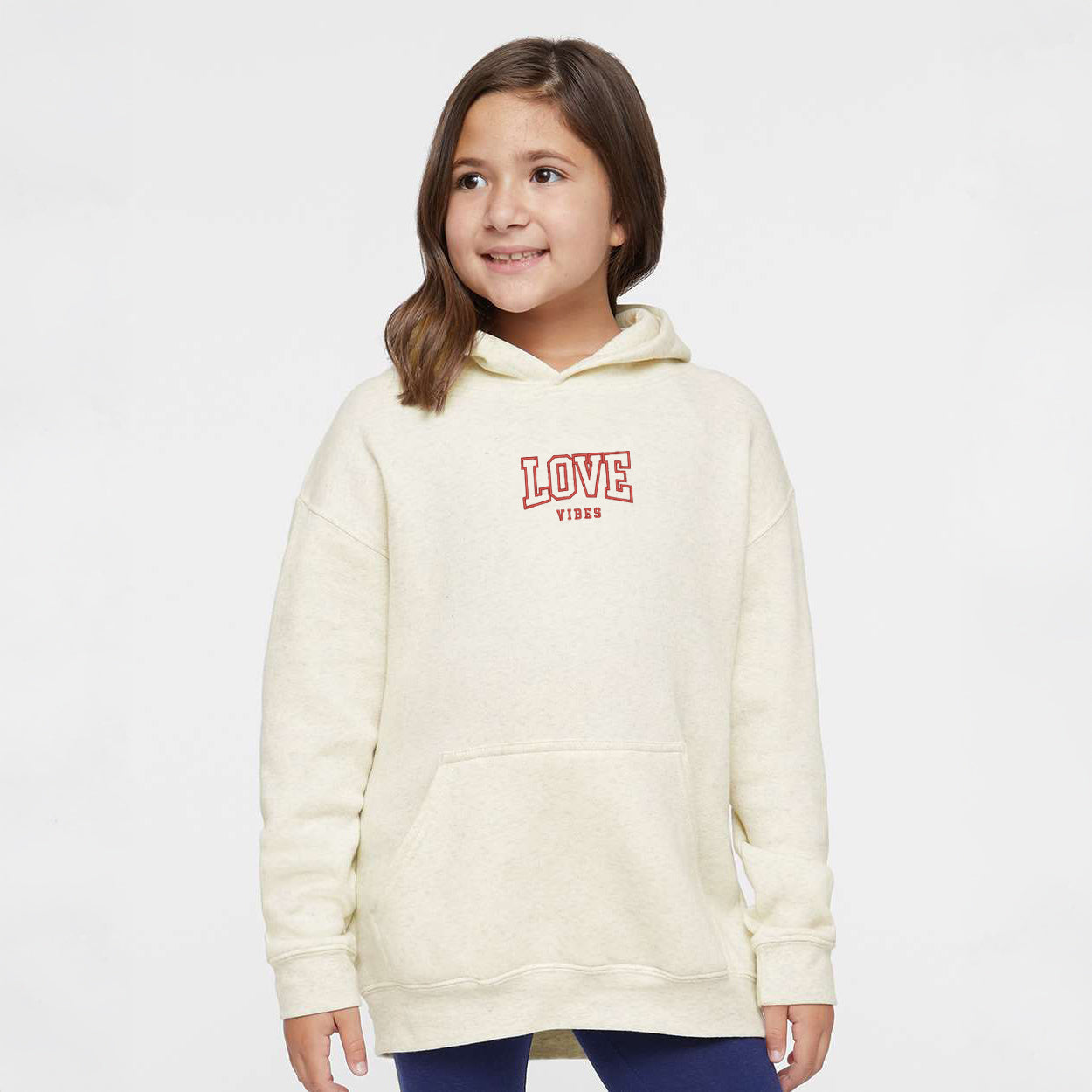 Embroidered Varsity Love Vibes | Youth Graphic Hoodie