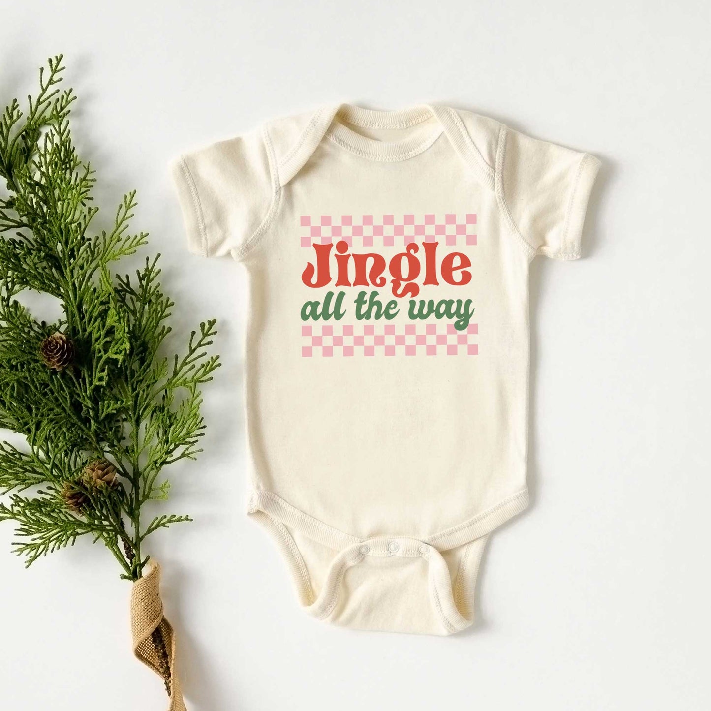 Jingle All The Way Checkered | Baby Graphic Short Sleeve Onesie