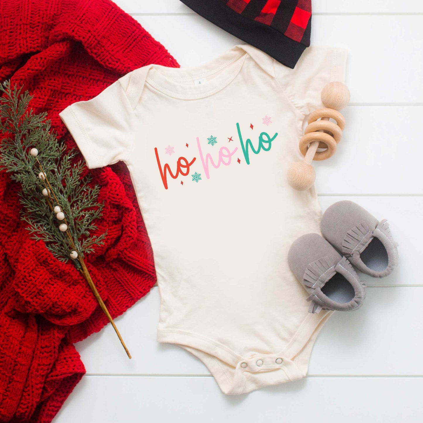 Ho Ho Ho Colorful | Baby Graphic Short Sleeve Onesie