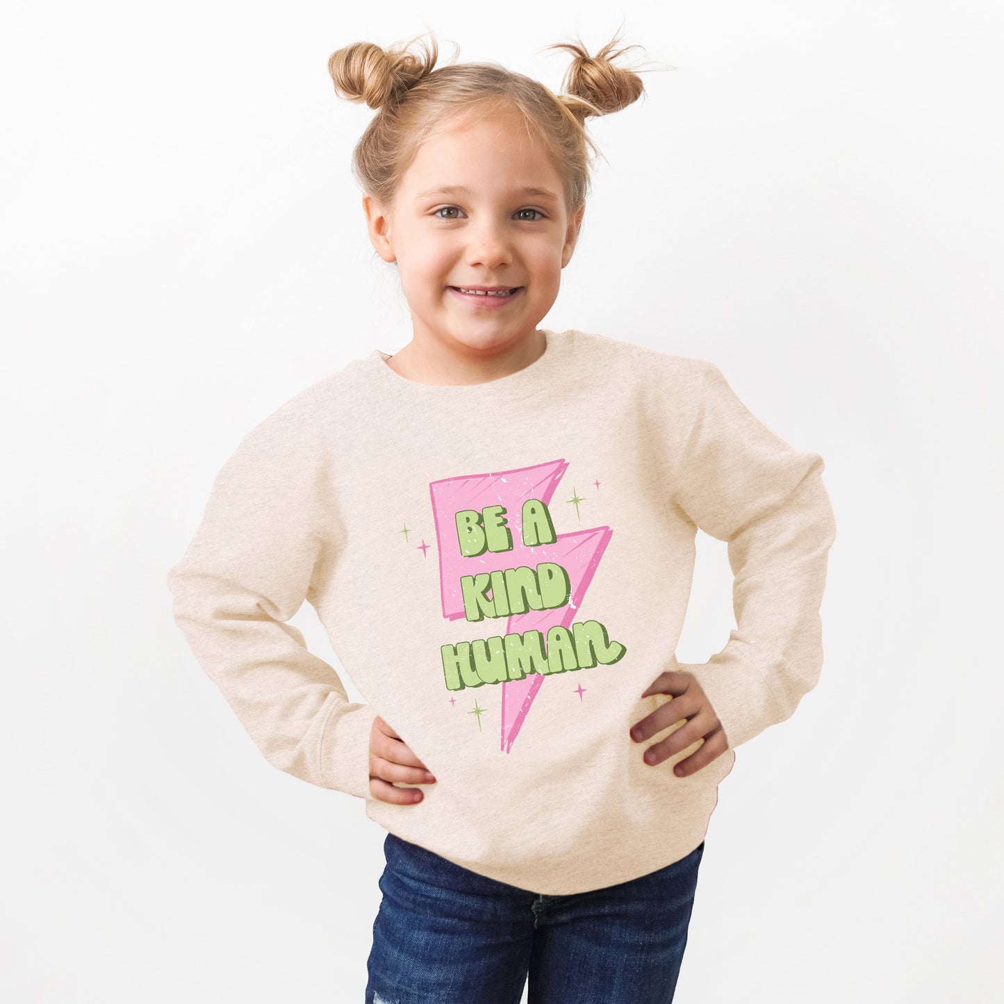 Be A Kind Human Lightning Bolt | Youth Ultra-Soft Graphic Sweatshirt