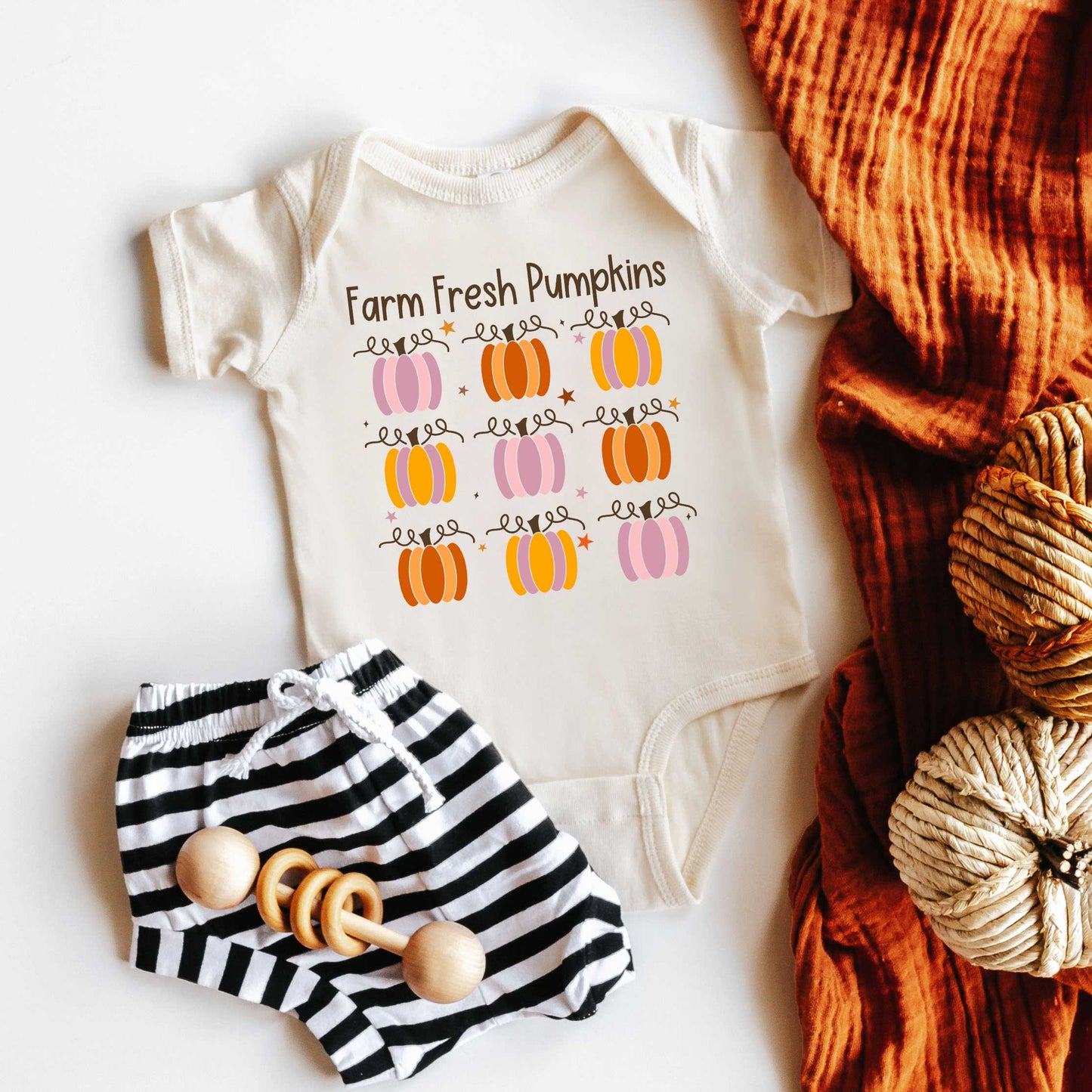 Farm Fresh Pumpkins Chart | Baby Graphic Short Sleeve Onesie