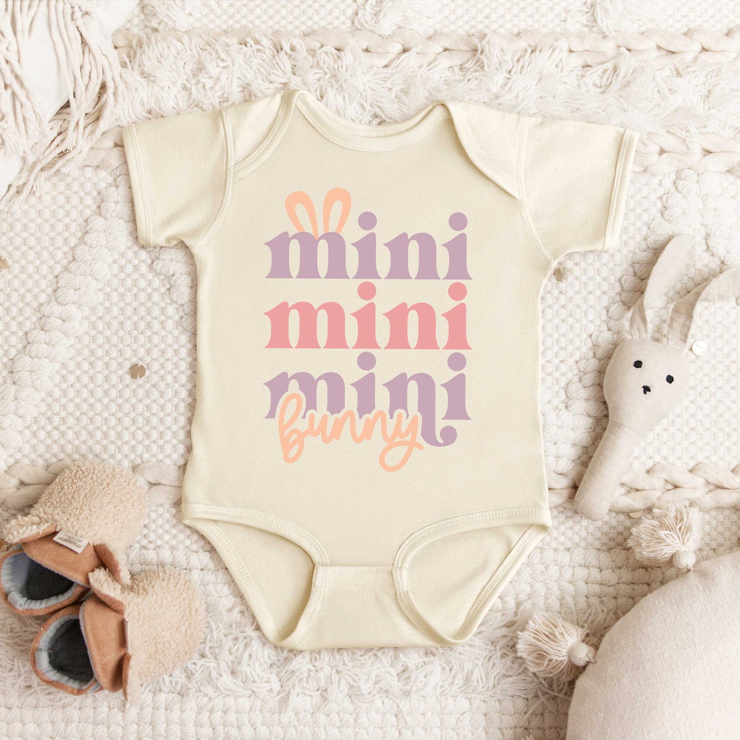 Mini Bunny Stacked | Baby Graphic Short Sleeve Onesie