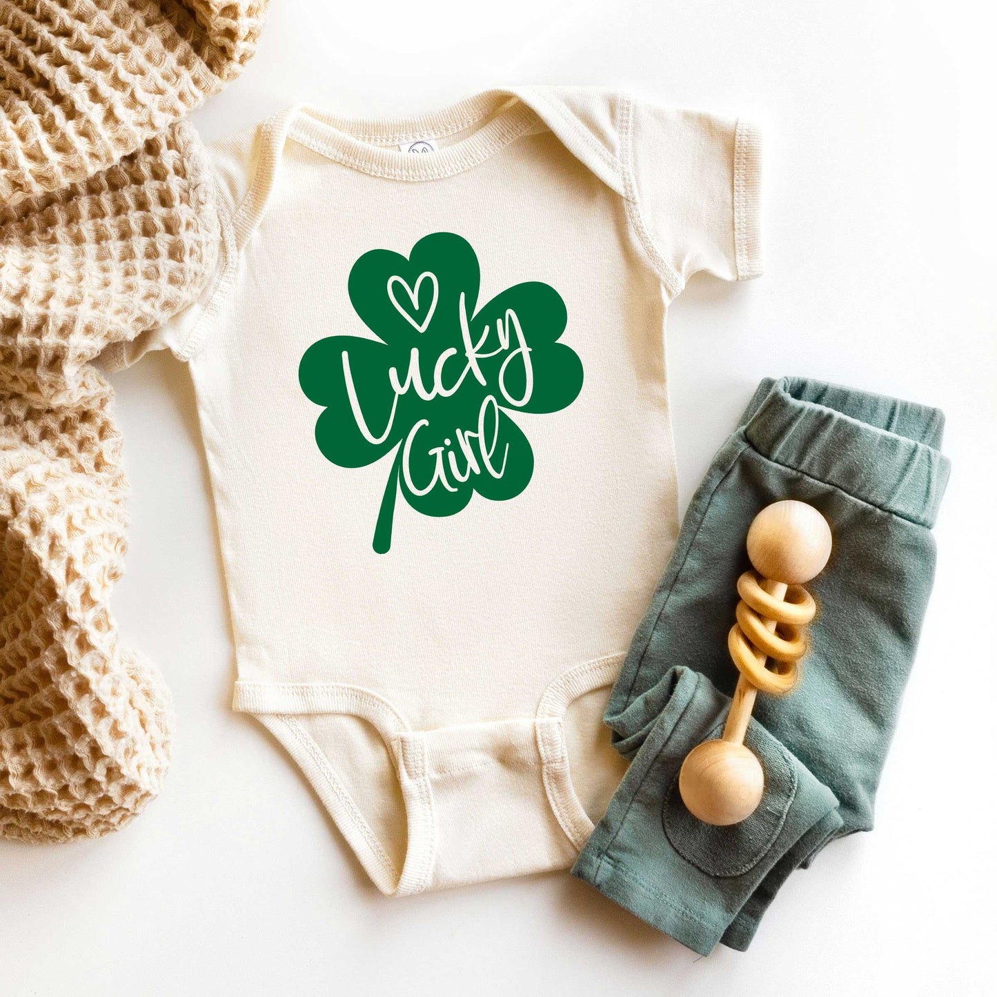 One Lucky Girl Heart | Baby Graphic Short Sleeve Onesie