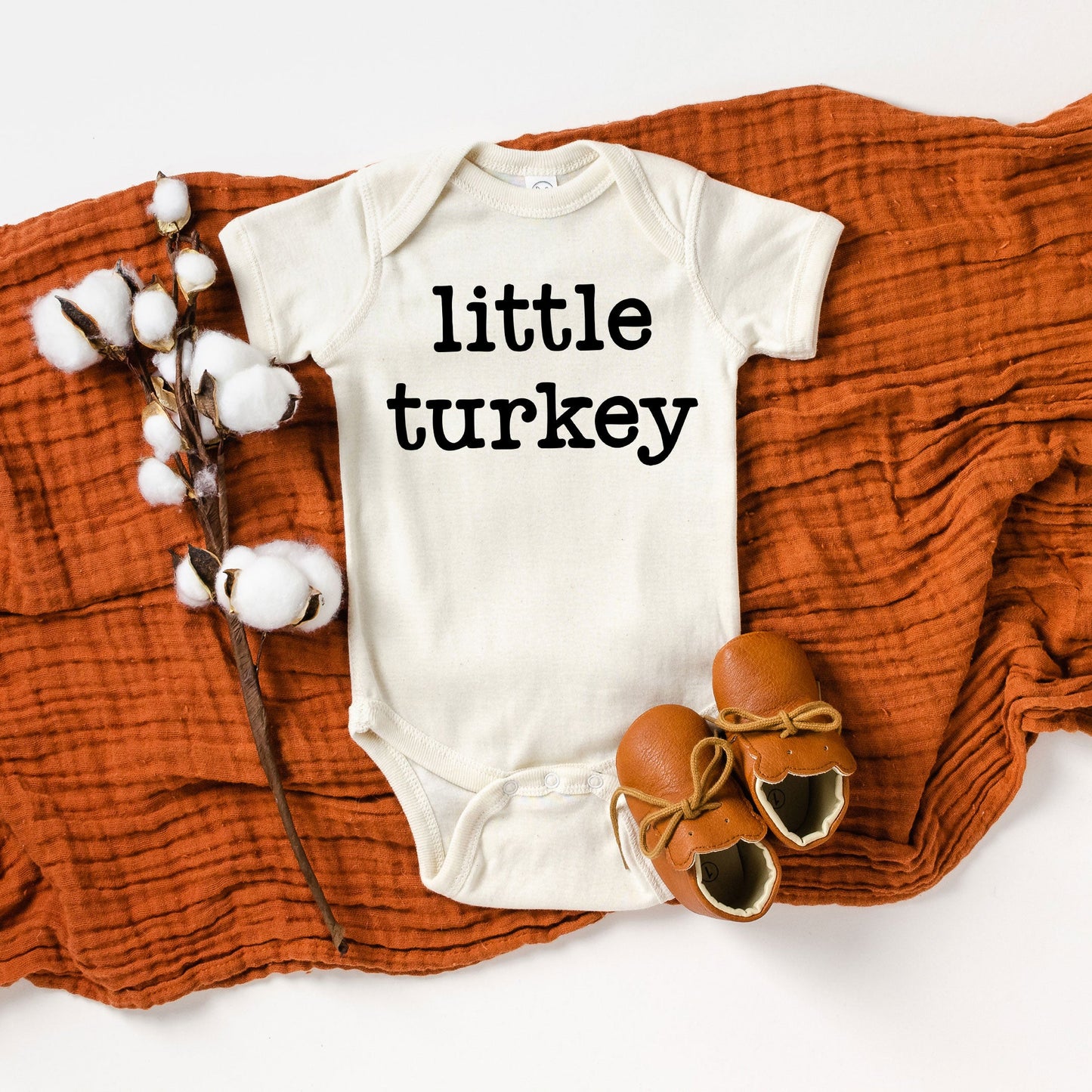 Little Turkey Typewriter | Baby Graphic Short Sleeve Onesie