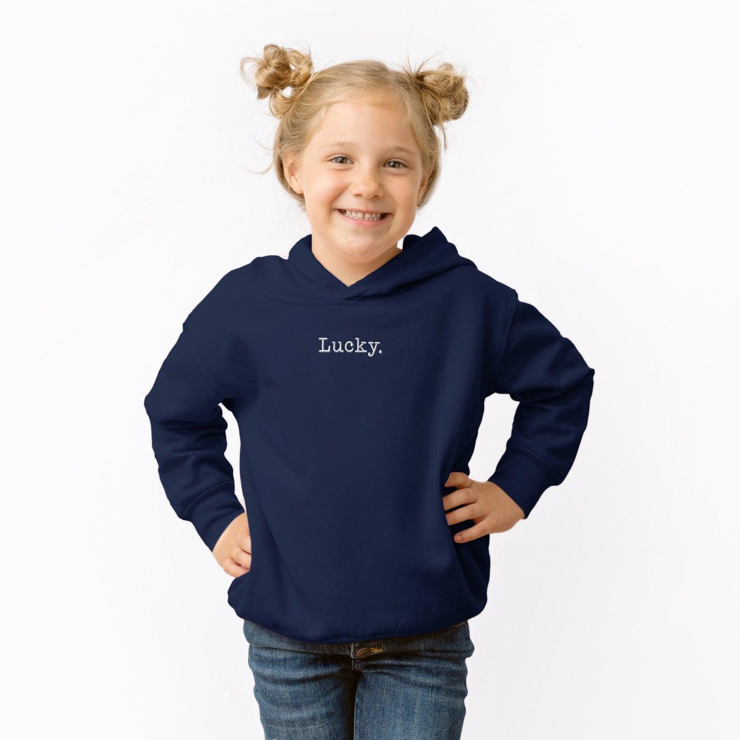 Embroidered Lucky Typewriter | Toddler Graphic Hoodie