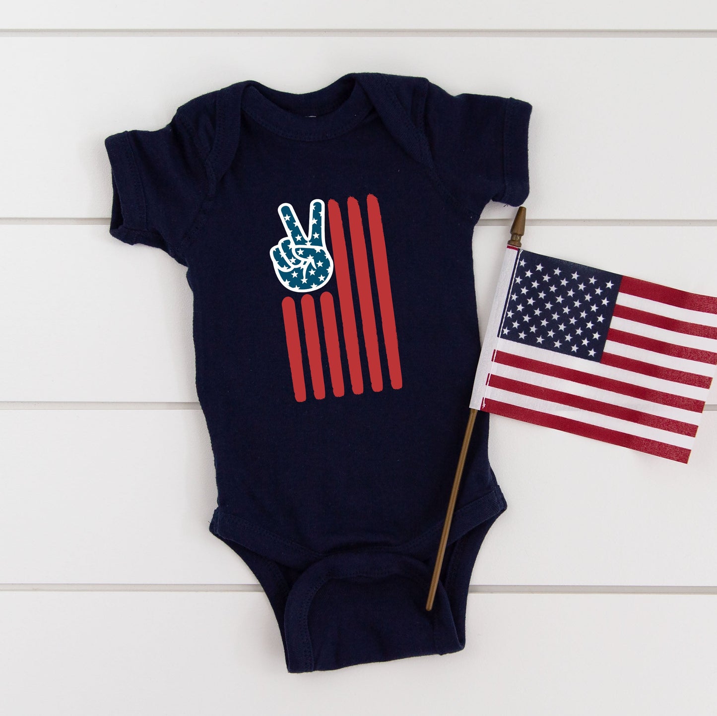 Flag Peace Sign | Baby Graphic Short Sleeve Onesie