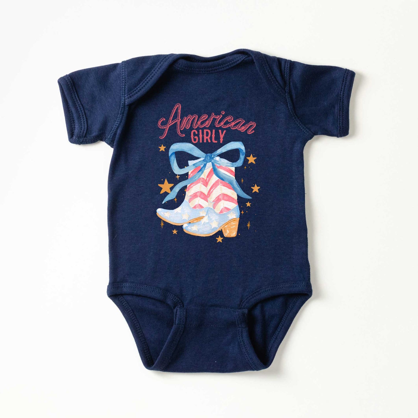 American Girly Coquette Boots | Baby Graphic Short Sleeve Onesie