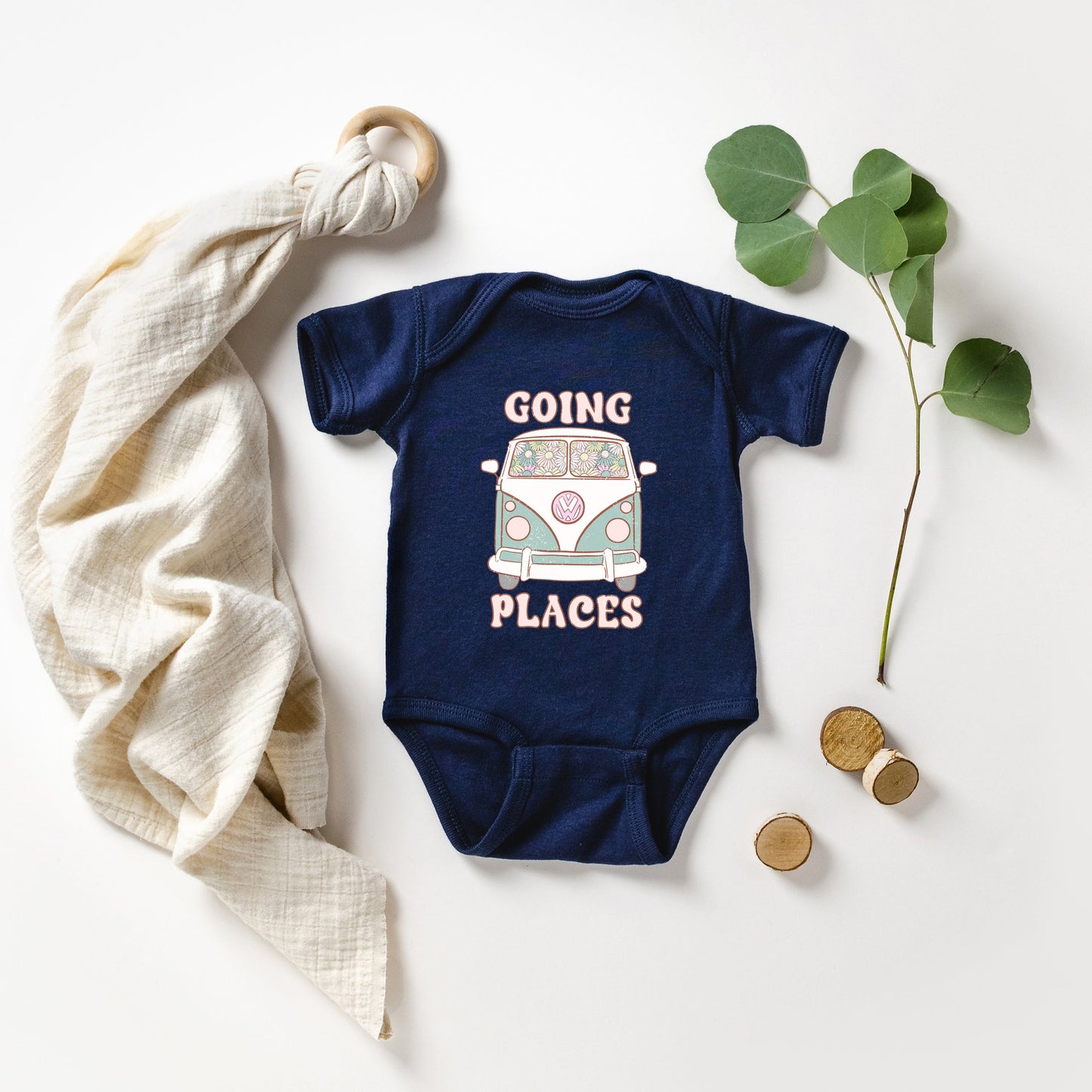 Going Places Van Colorful | Baby Graphic Short Sleeve Onesie