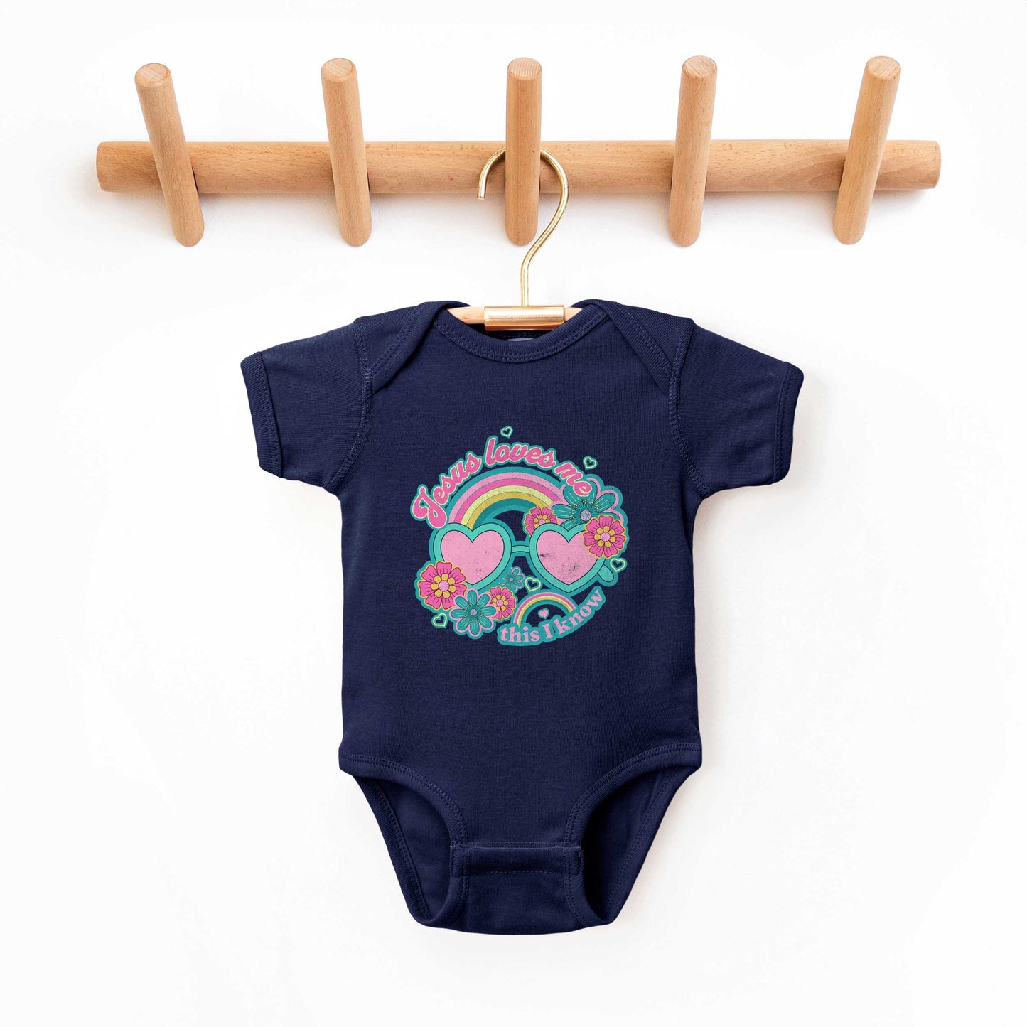 Jesus Loves Me Sunglasses | Baby Graphic Short Sleeve Onesie