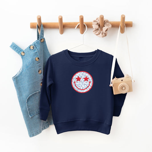 Leopard Patriotic Smiley Face | Toddler Sweatshirt