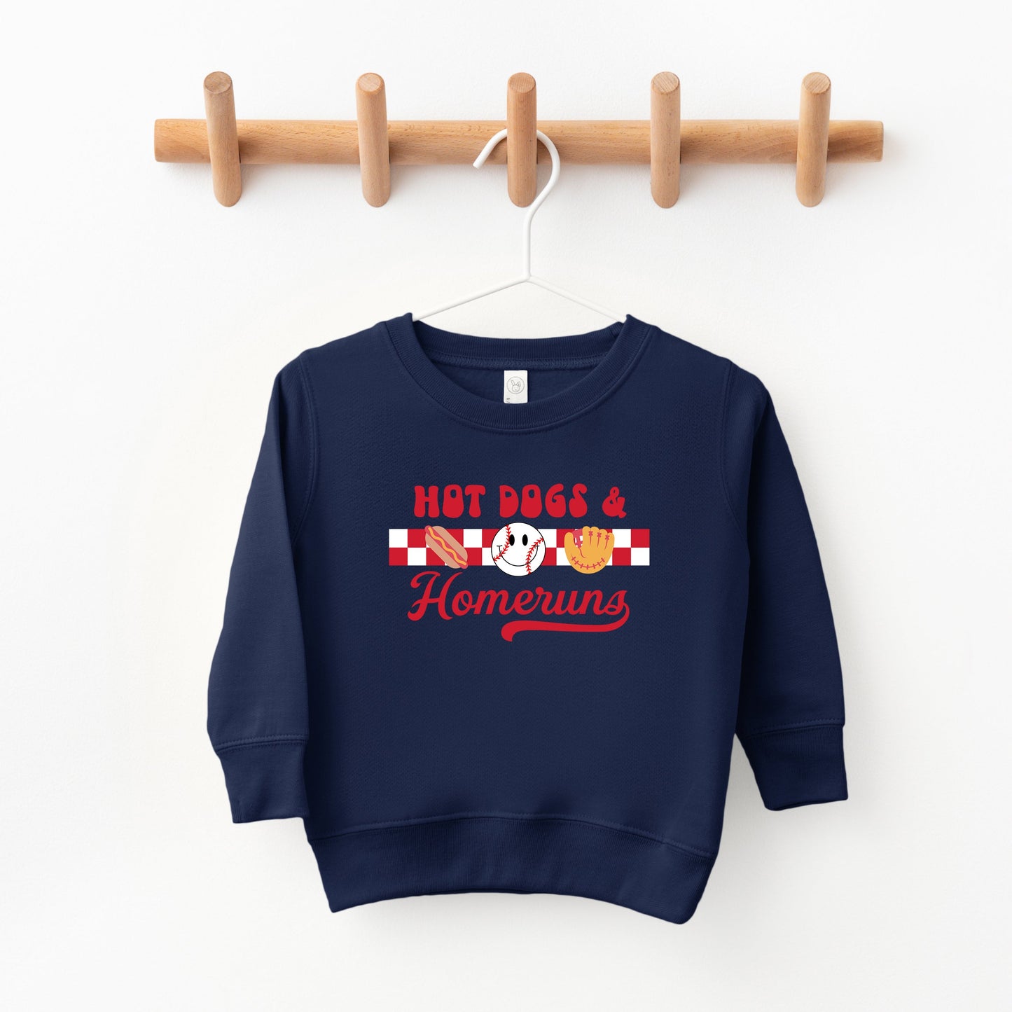Hot Dogs and Home Runs Smiley Face | Toddler Sweatshirt