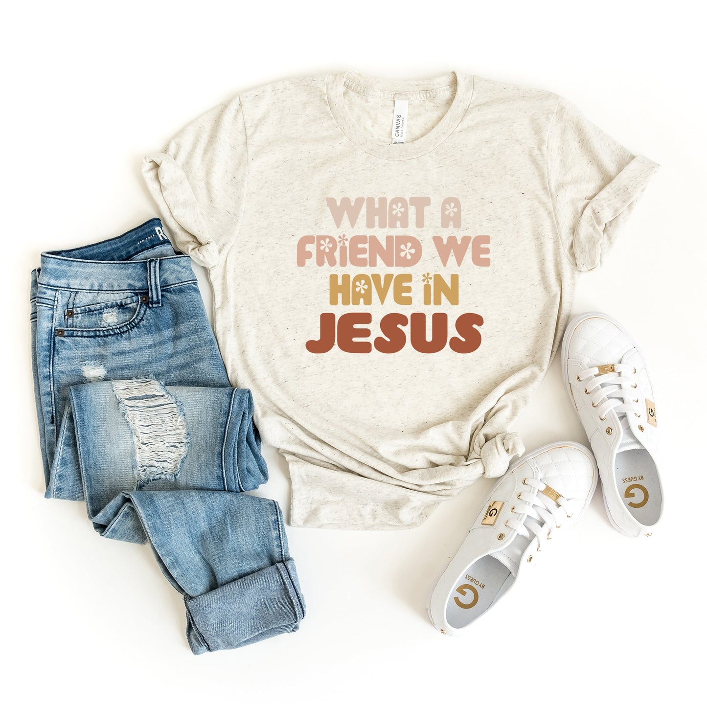 What A Friend We Have In Jesus Flowers | Short Sleeve Crew Neck