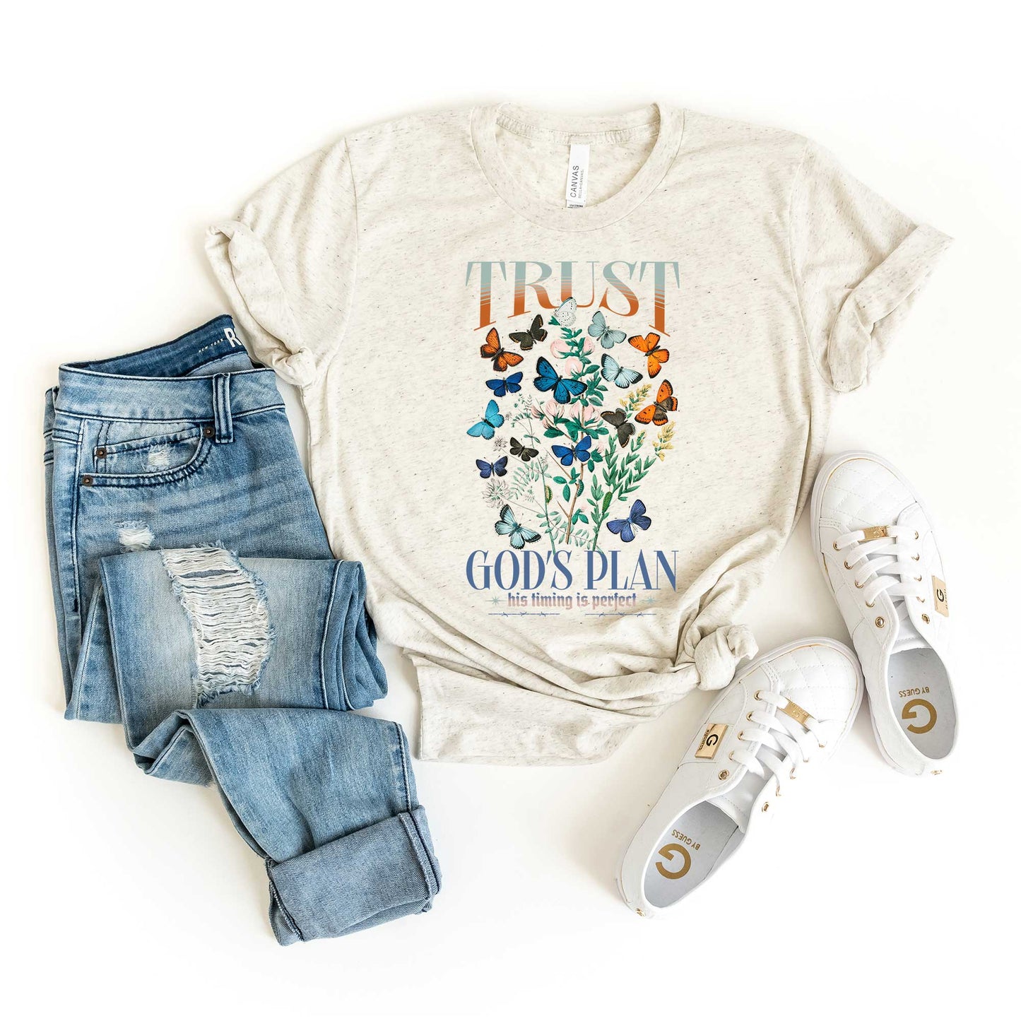 Trust God's Plan Butterflies | Short Sleeve Crew Neck