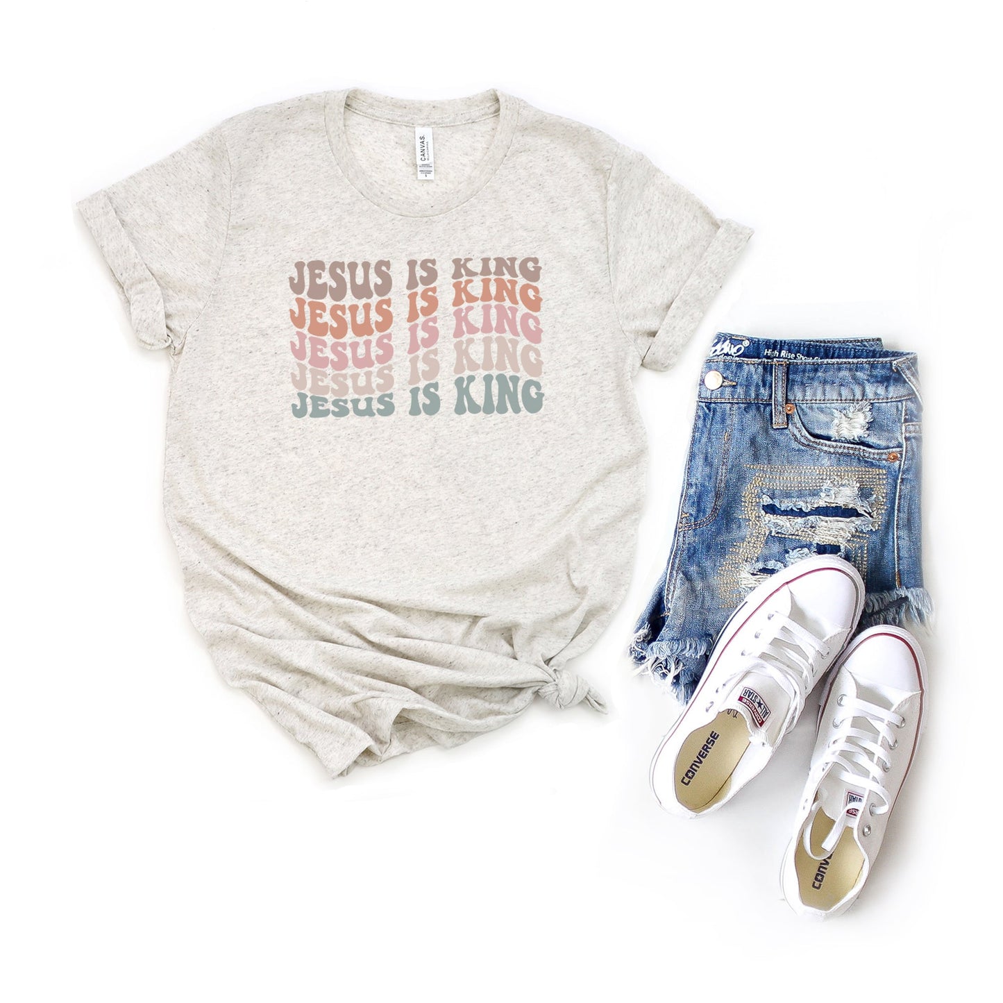 Jesus Is My King Wavy | Short Sleeve Crew Neck