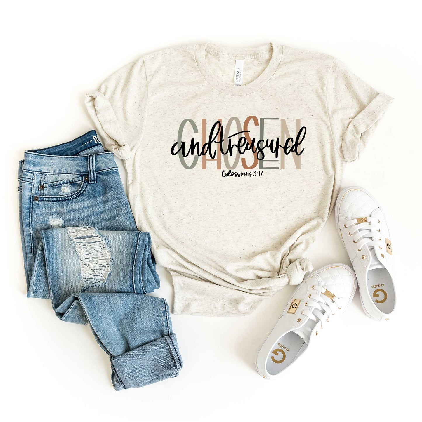 Boho Chosen And Treasured  | Short Sleeve Crew Neck