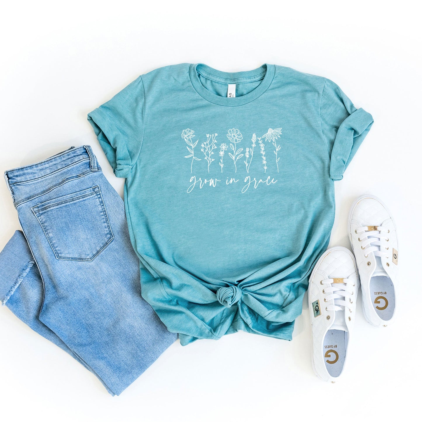 Grow In Grace Flowers | Short Sleeve Crew Neck