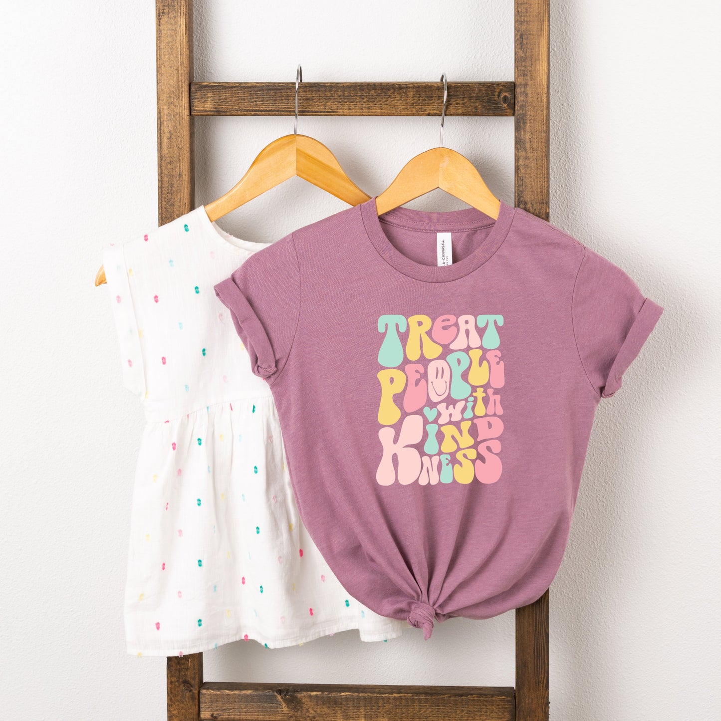 Retro Treat People With Kindness | Youth Short Sleeve Crew Neck