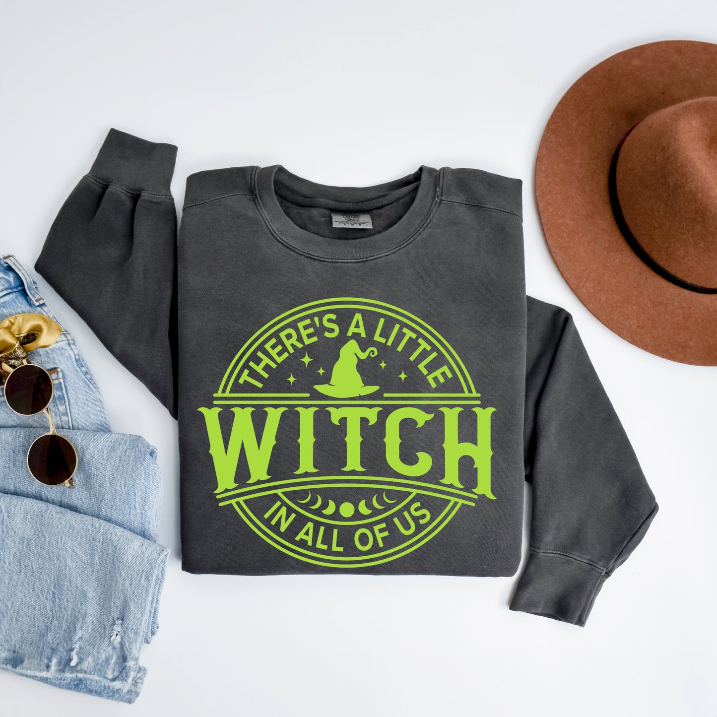 A Little Witch In All Of Us Puff Print | Garment Dyed Sweatshirt