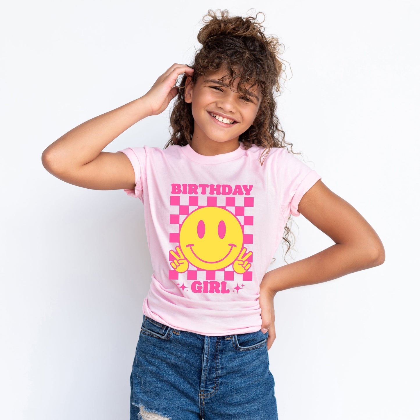 Birthday Girl Checkered | Youth Graphic Short Sleeve Tee