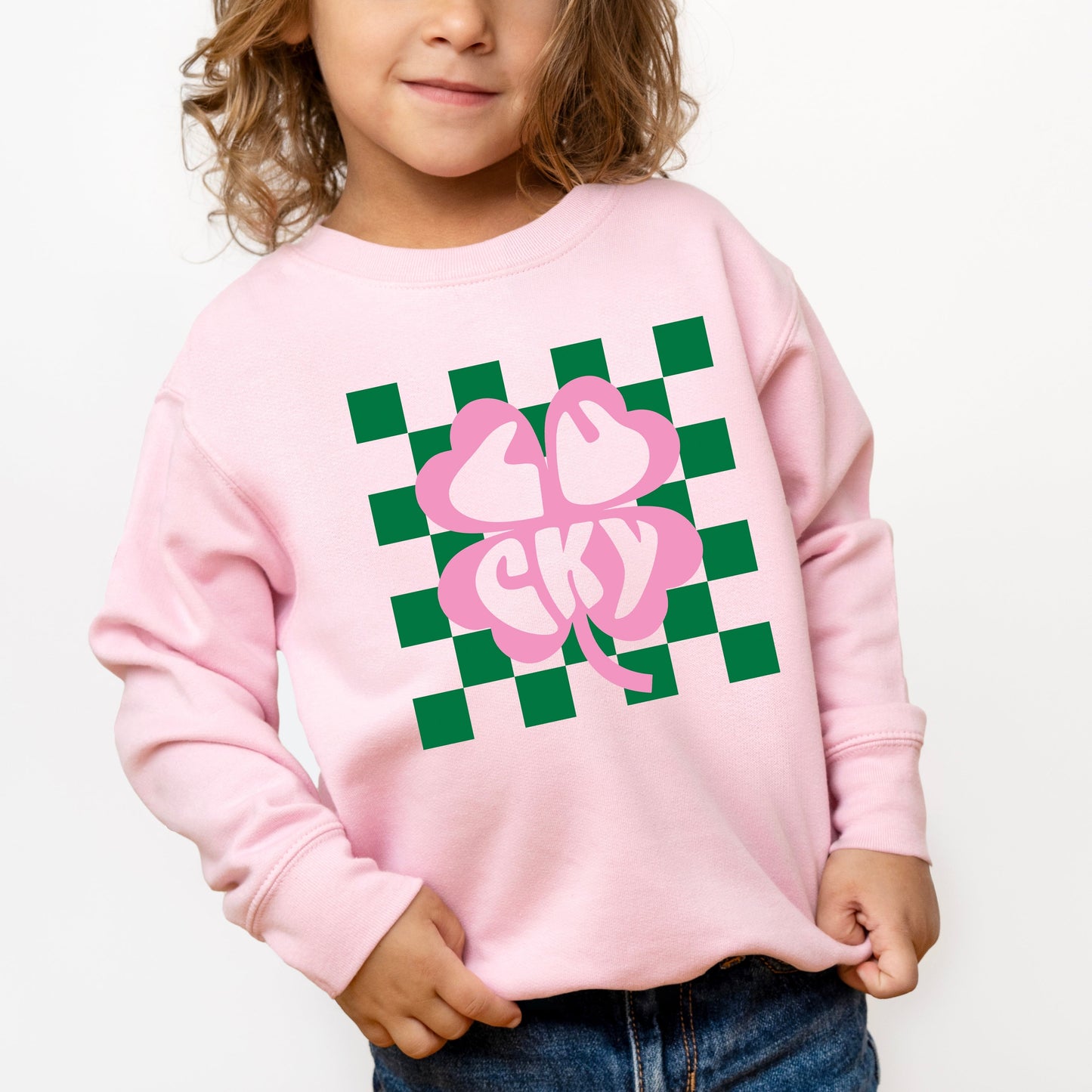 Lucky Clover Checkered | Youth Ultra-Soft Graphic Sweatshirt