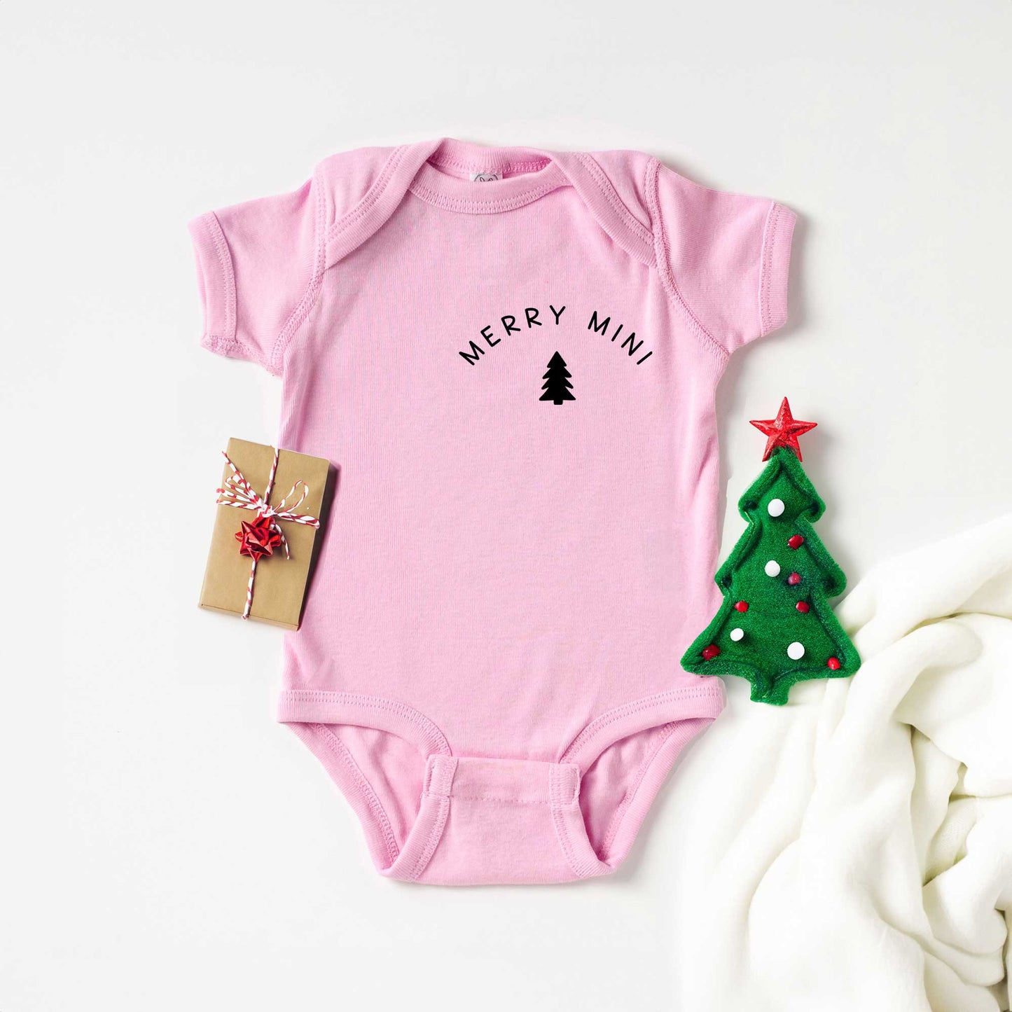 Merry Mini Tree Mini | Baby Graphic Short Sleeve Onesie