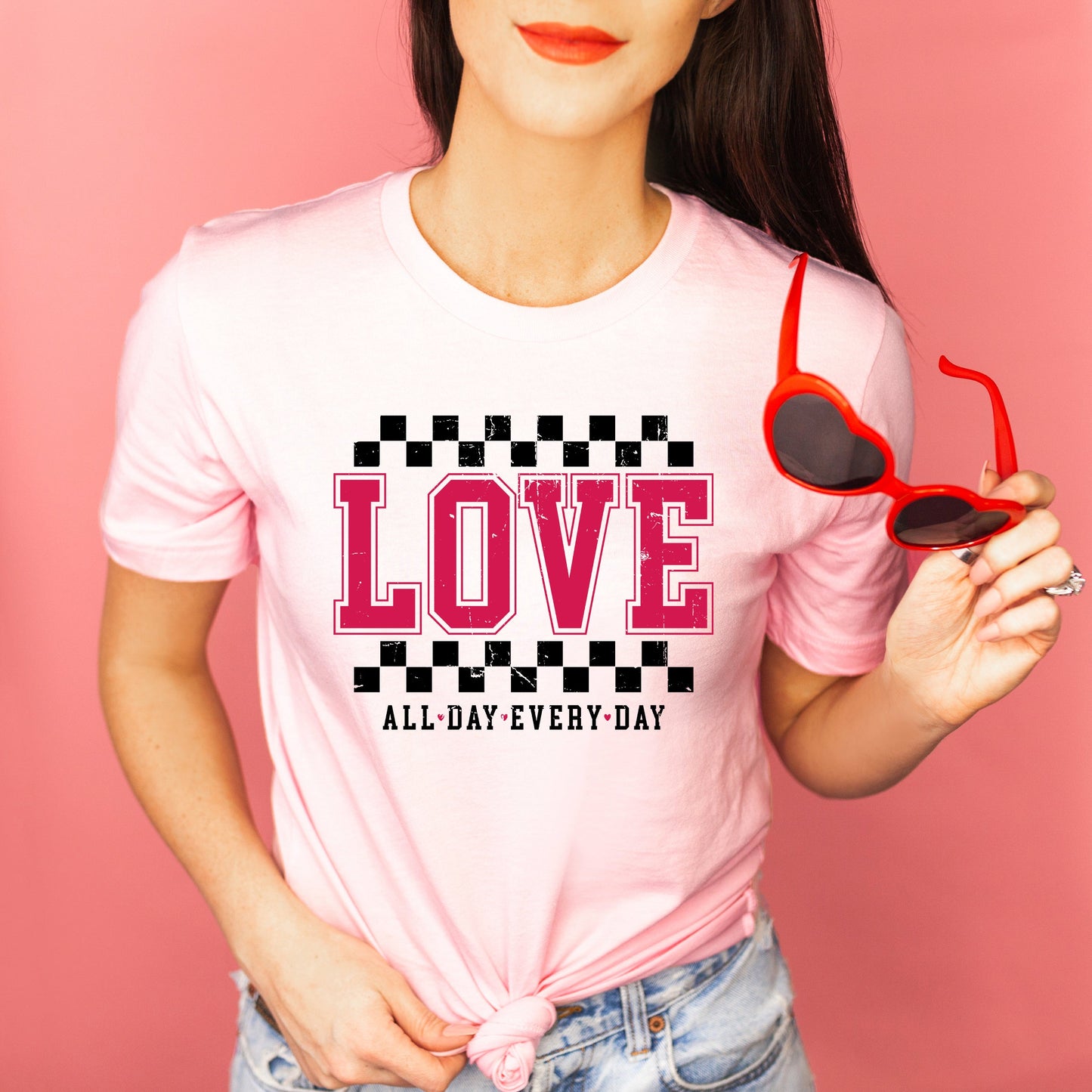 Love All Day Everyday Checkered  | Short Sleeve Graphic Tee