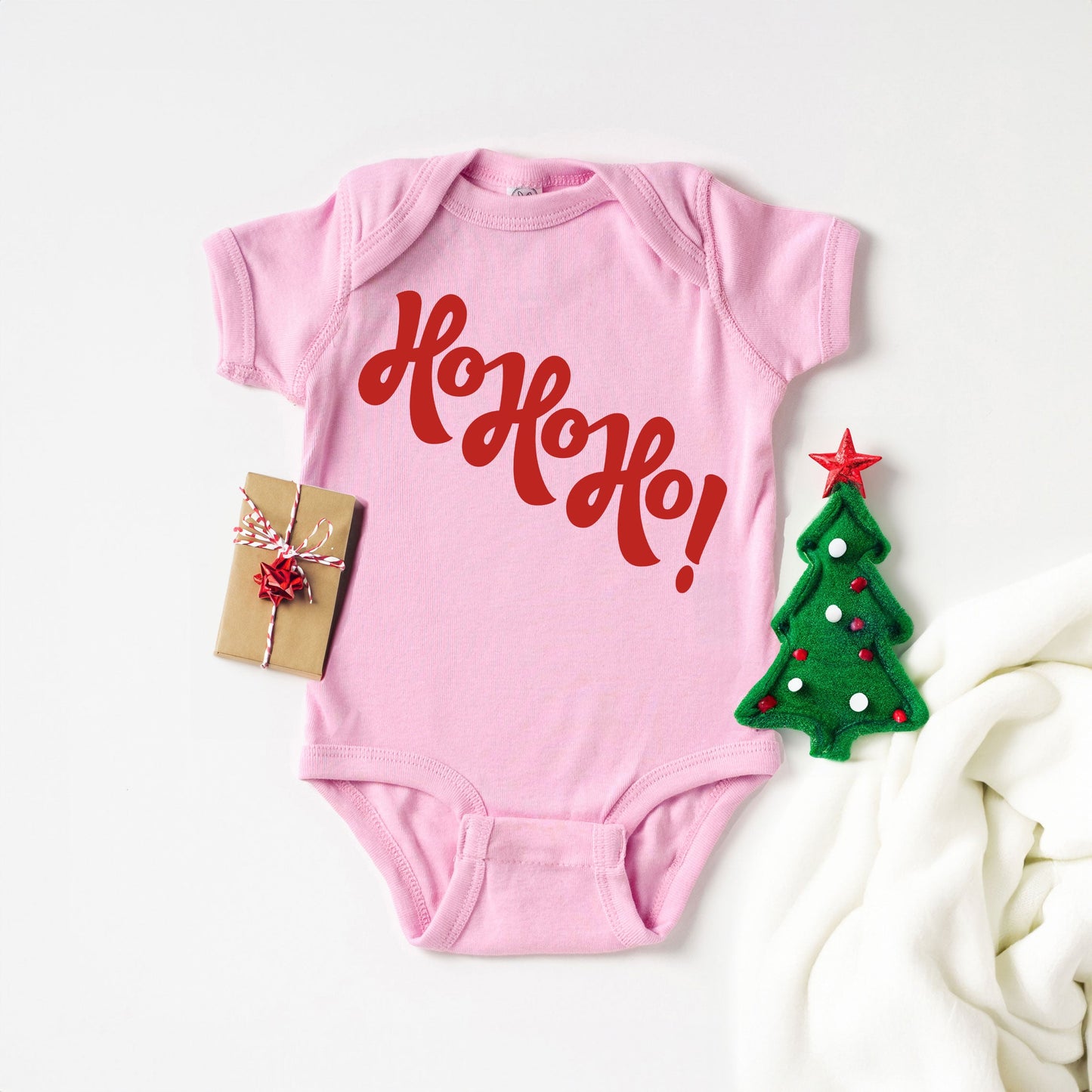 Diagonal Ho Ho Ho | Baby Graphic Short Sleeve Onesie
