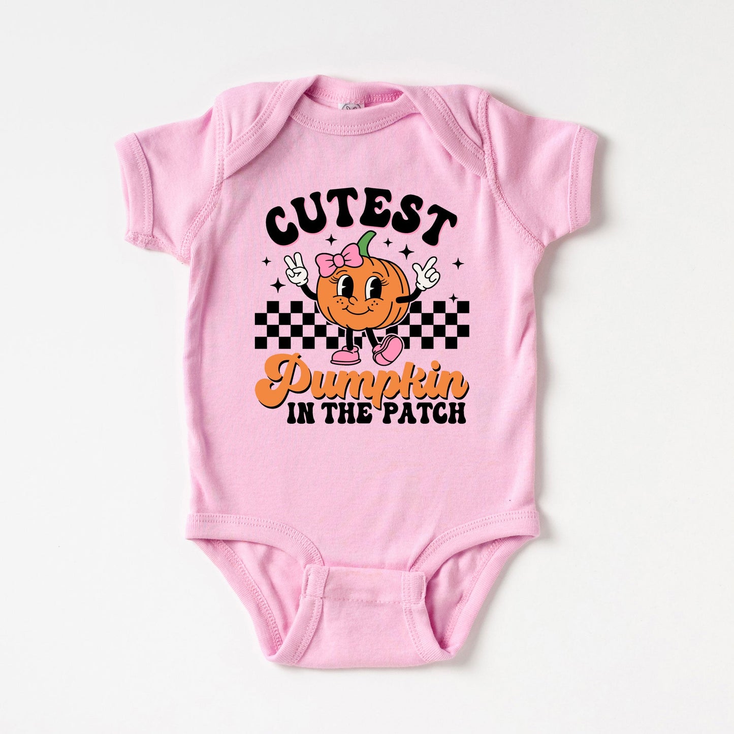 Cutest Pumpkin Checkered | Baby Graphic Short Sleeve Onesie