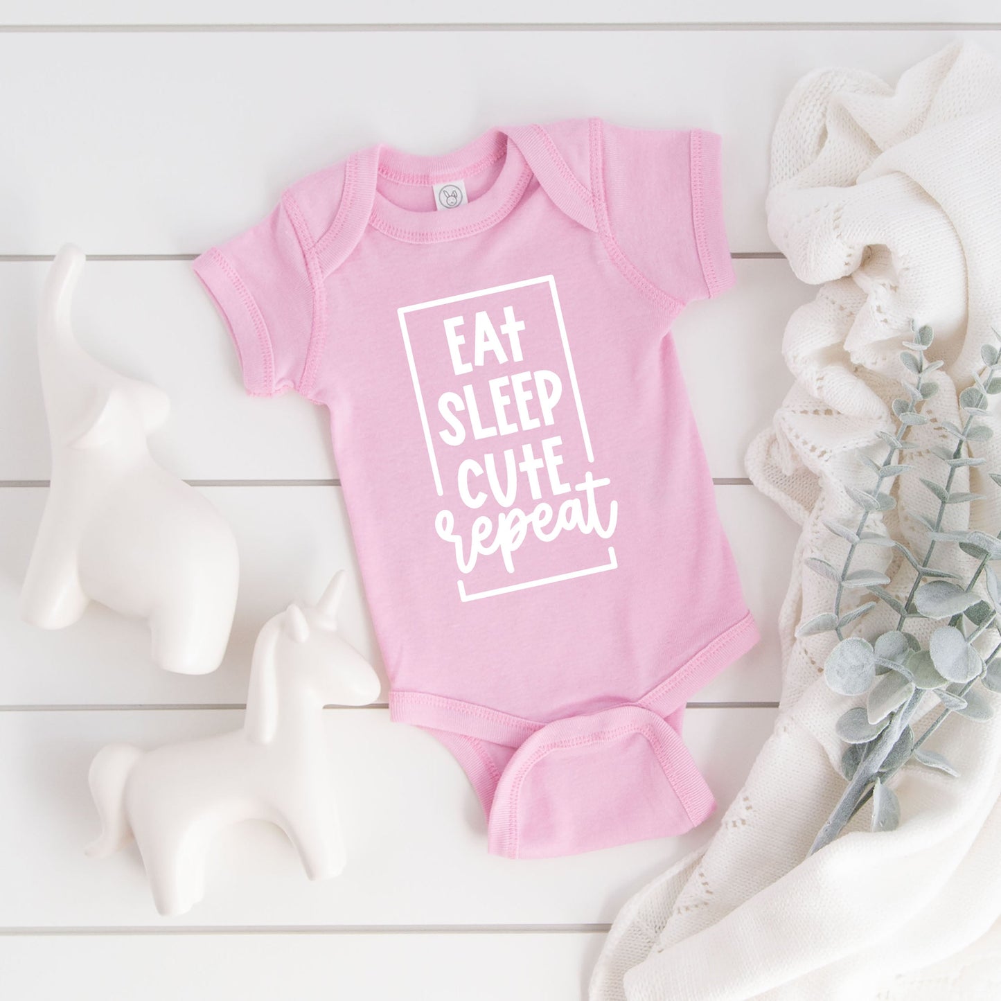 Eat Sleep Cute Repeat | Baby Graphic Short Sleeve Onesie