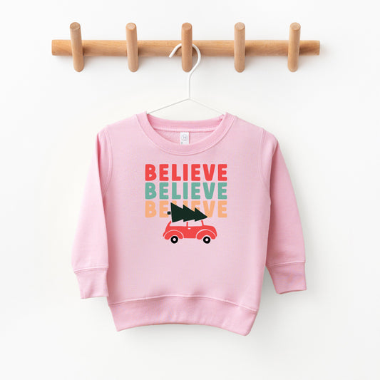 Believe Stacked Car | Toddler Sweatshirt