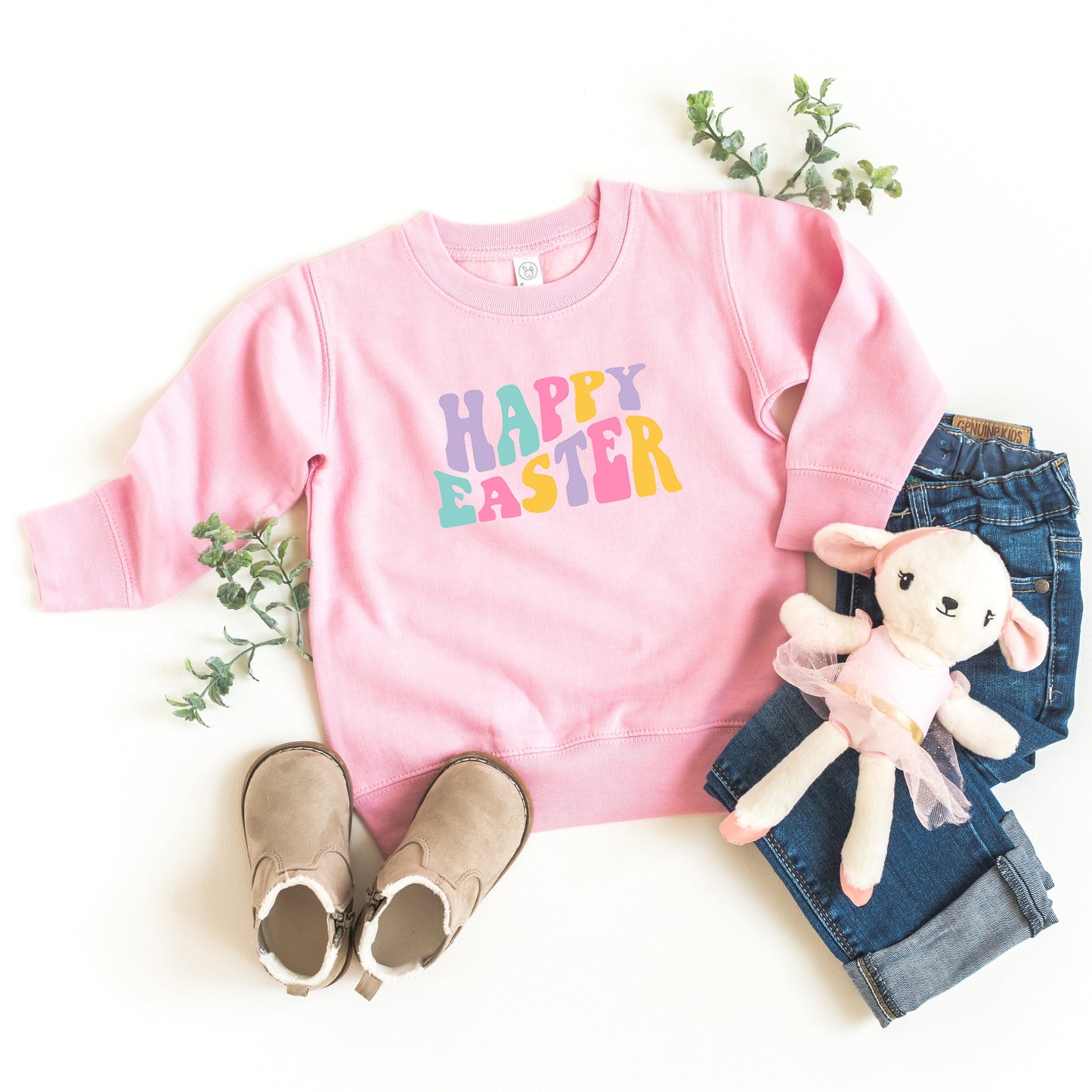 Happy Easter Wavy Colorful | Toddler Sweatshirt