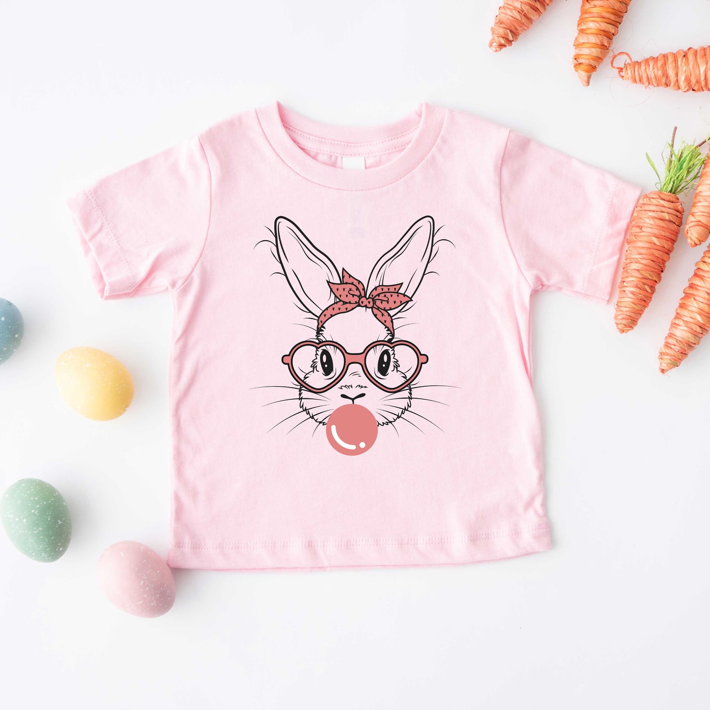 Easter Bunny With Bubble Gum | Toddler Short Sleeve Crew Neck