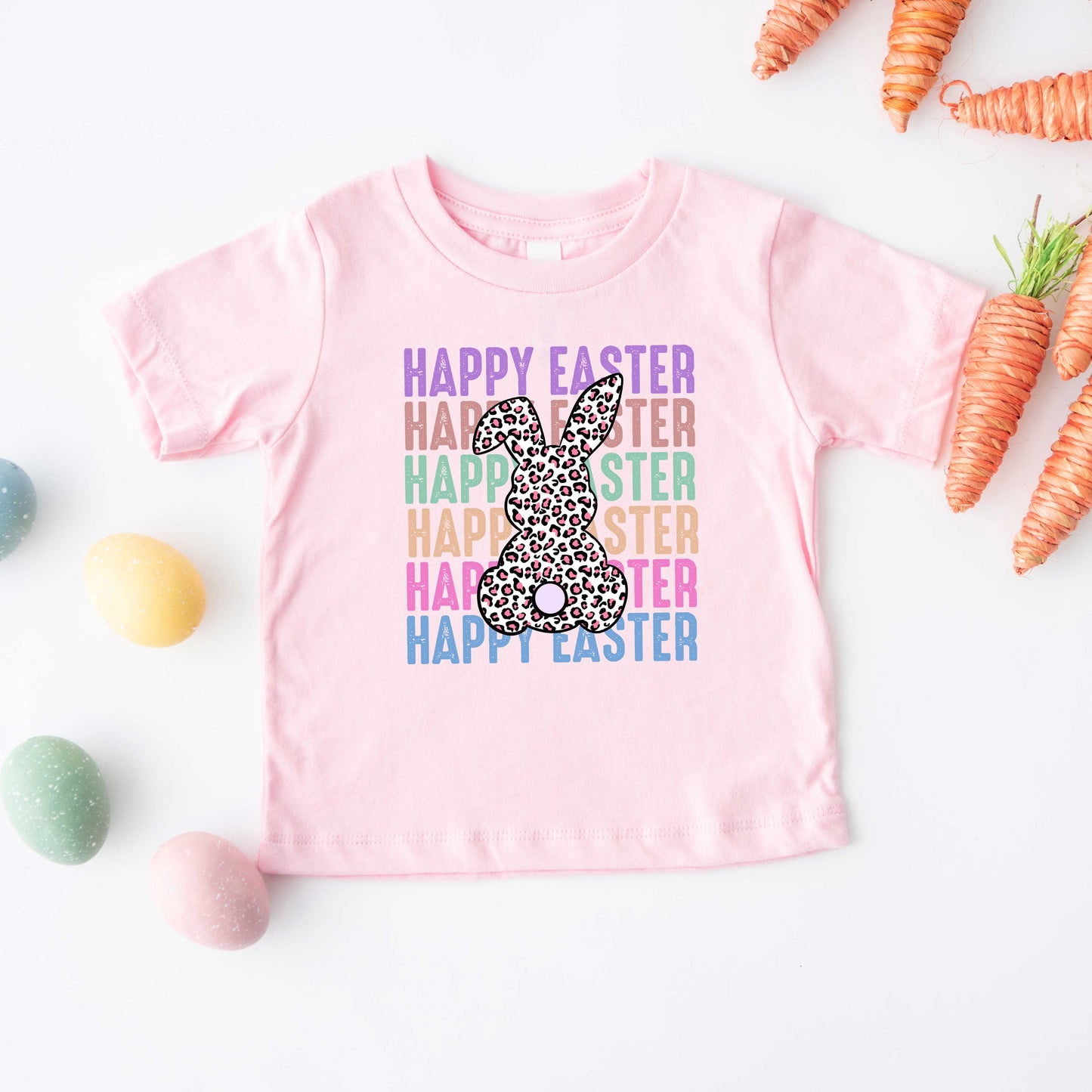Easter Stacked Leopard Bunny | Toddler Short Sleeve Crew Neck