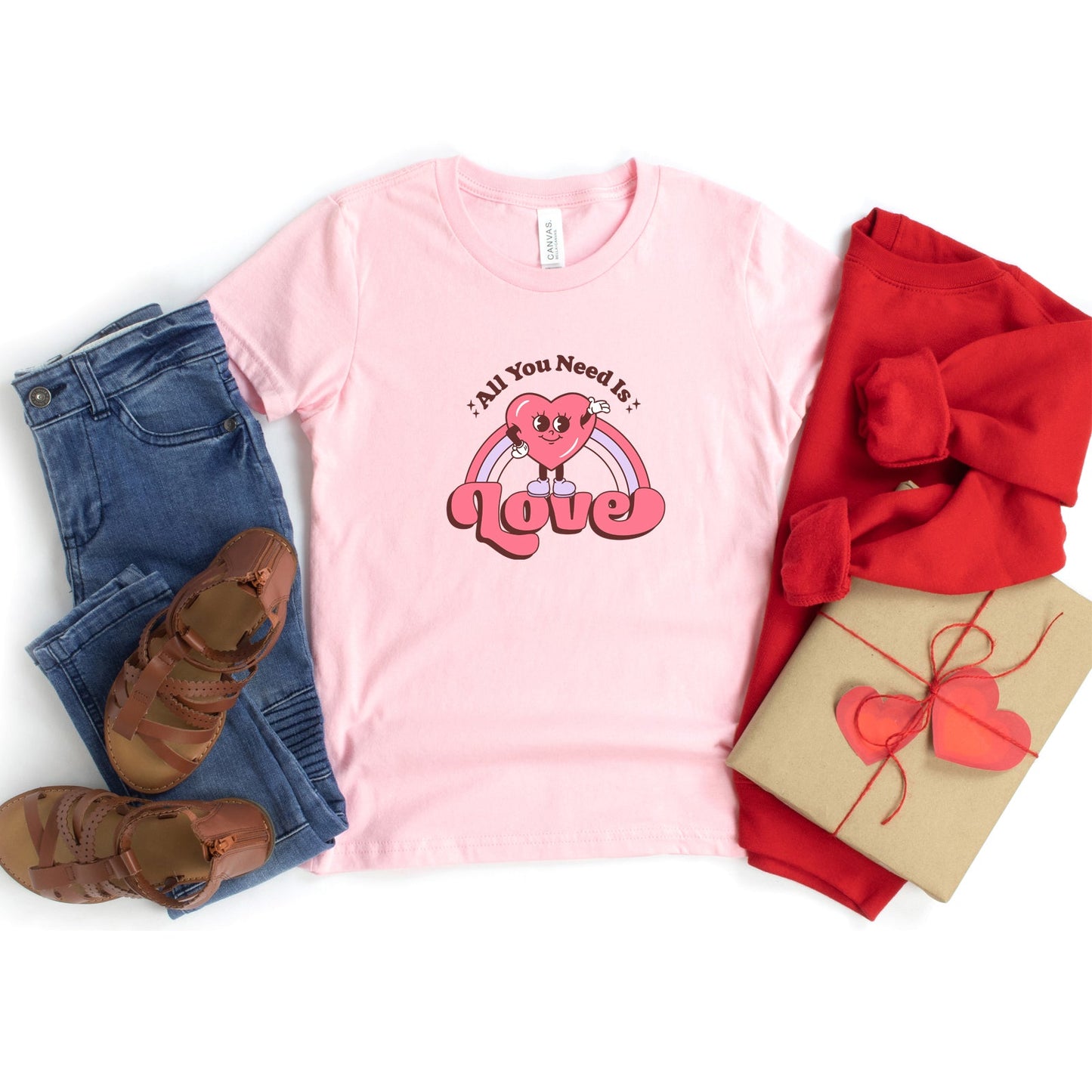 All You Need Is Love Heart Rainbow | Youth Short Sleeve Crew Neck
