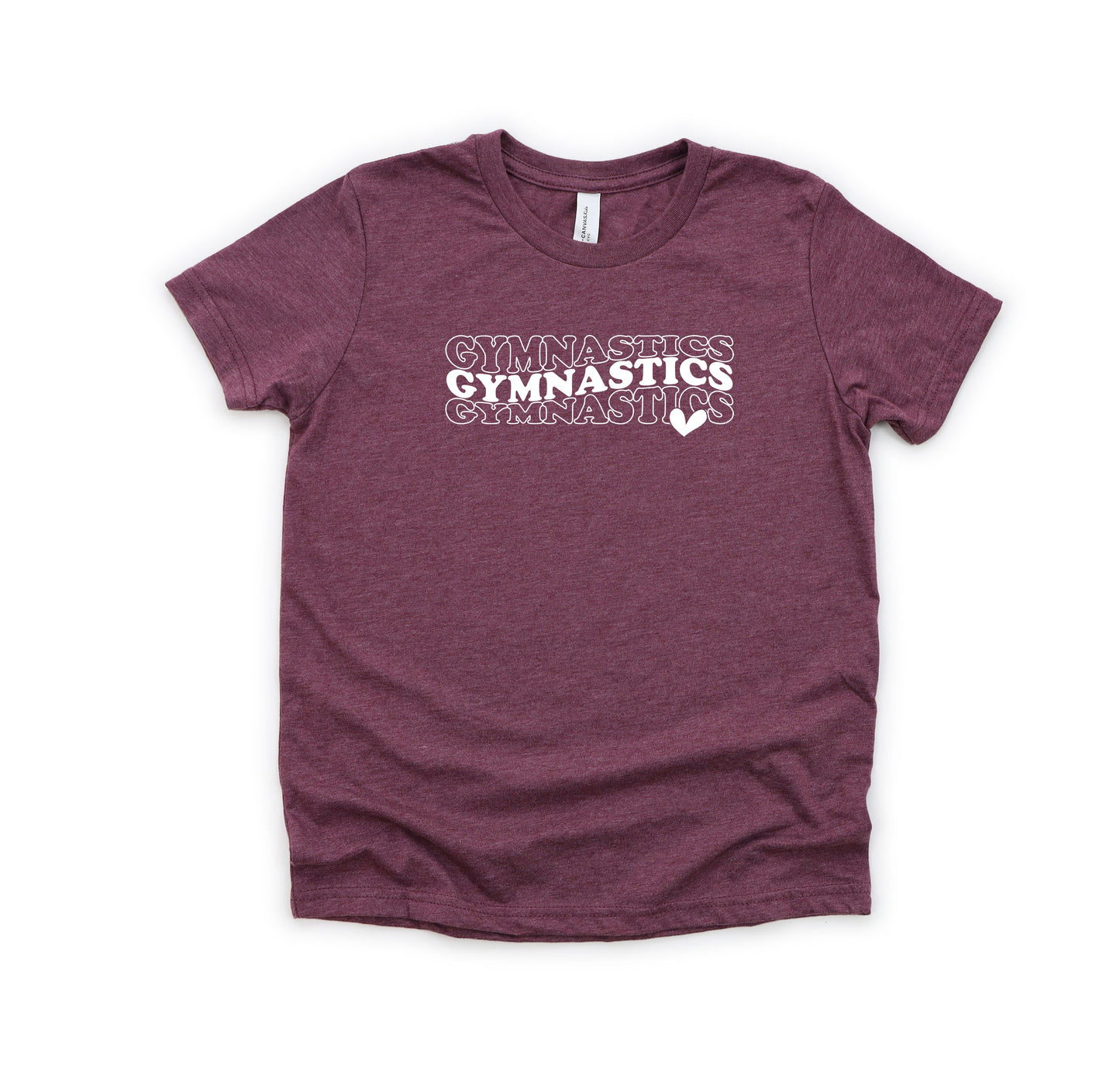 Gymnastics Stacked Heart | Youth Short Sleeve Crew Neck
