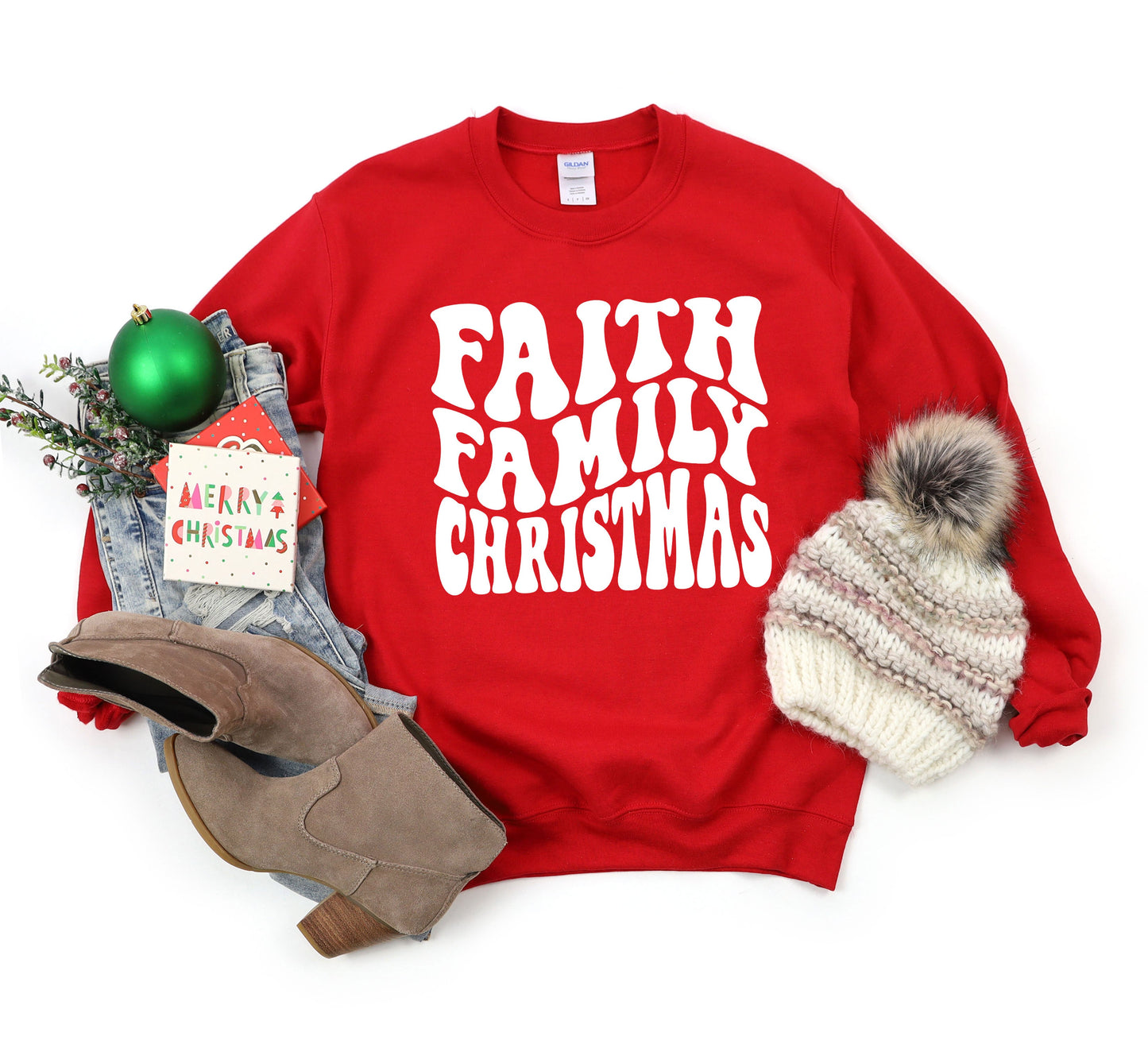 Faith Family Christmas Wavy | Sweatshirt