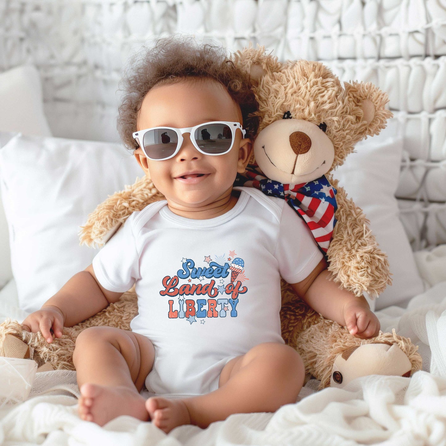 Retro Sweet Land Of Liberty | Baby Graphic Short Sleeve Onesie