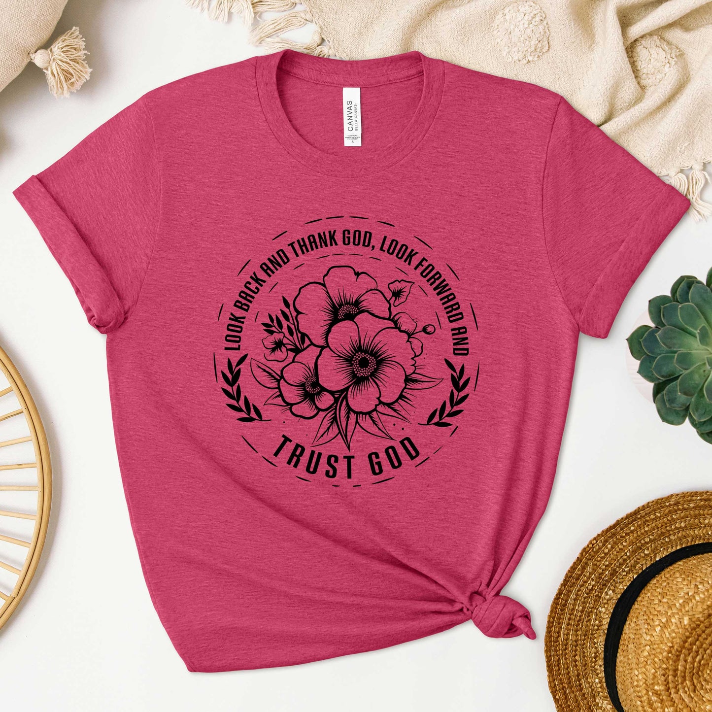 Thank God Trust God Flower | Short Sleeve Crew Neck