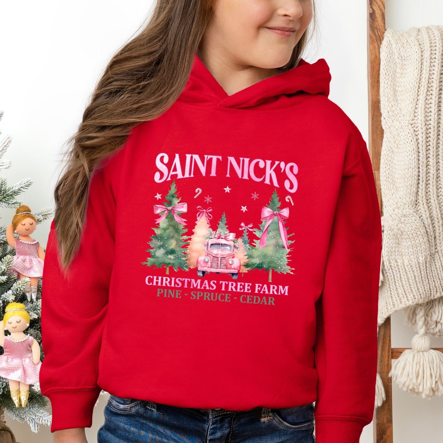 Coquette St. Nick's Tree Farm | Toddler Graphic Hoodie