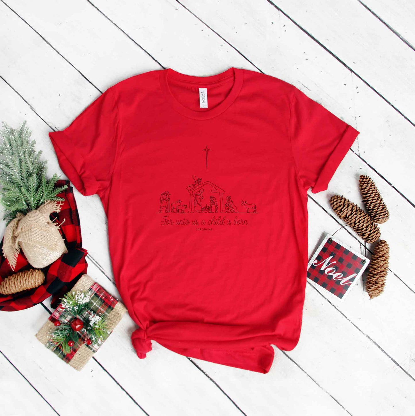 For Unto Us A Child Is Born Nativity | Short Sleeve Crew Neck