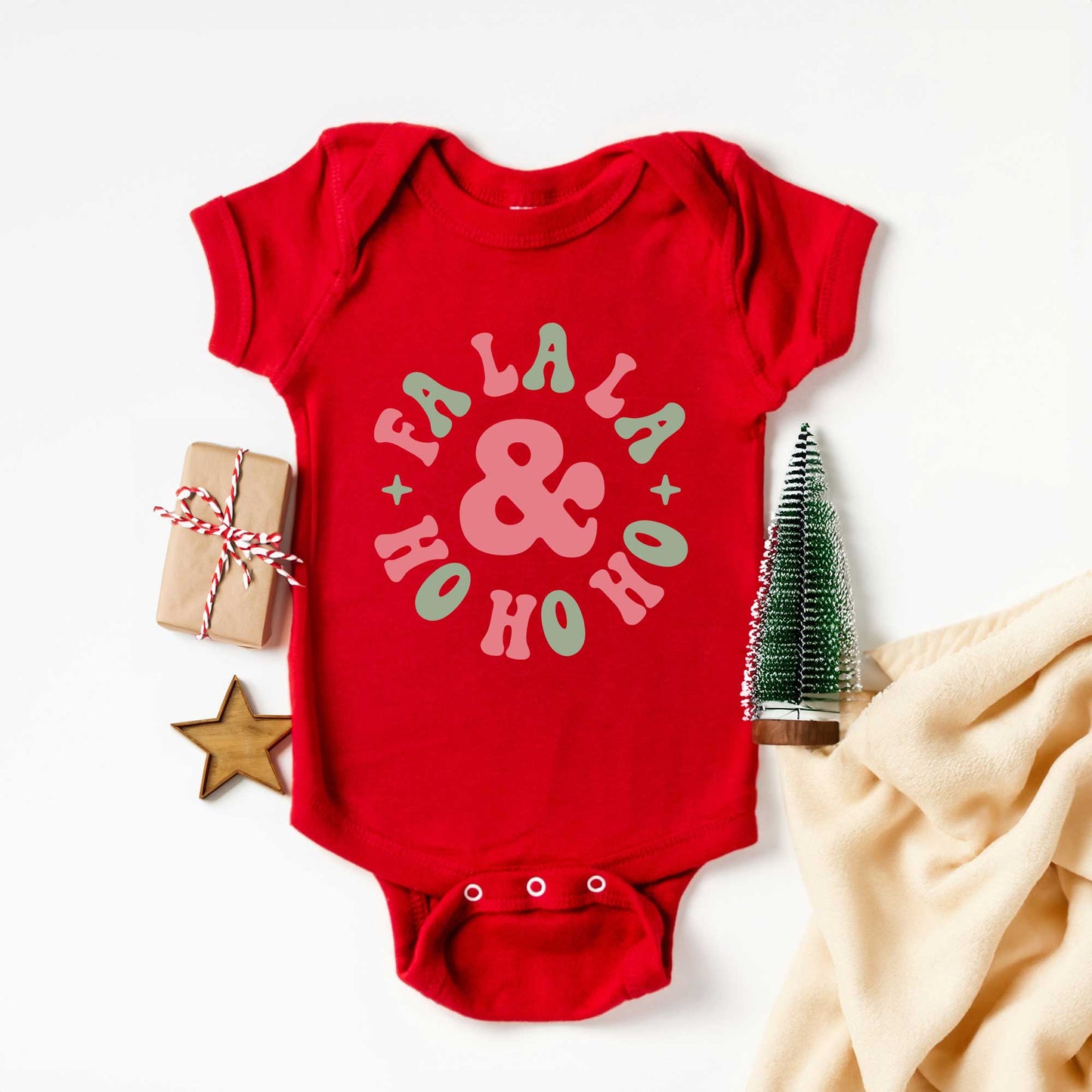 Fa La La And Ho Ho Ho | Baby Graphic Short Sleeve Onesie