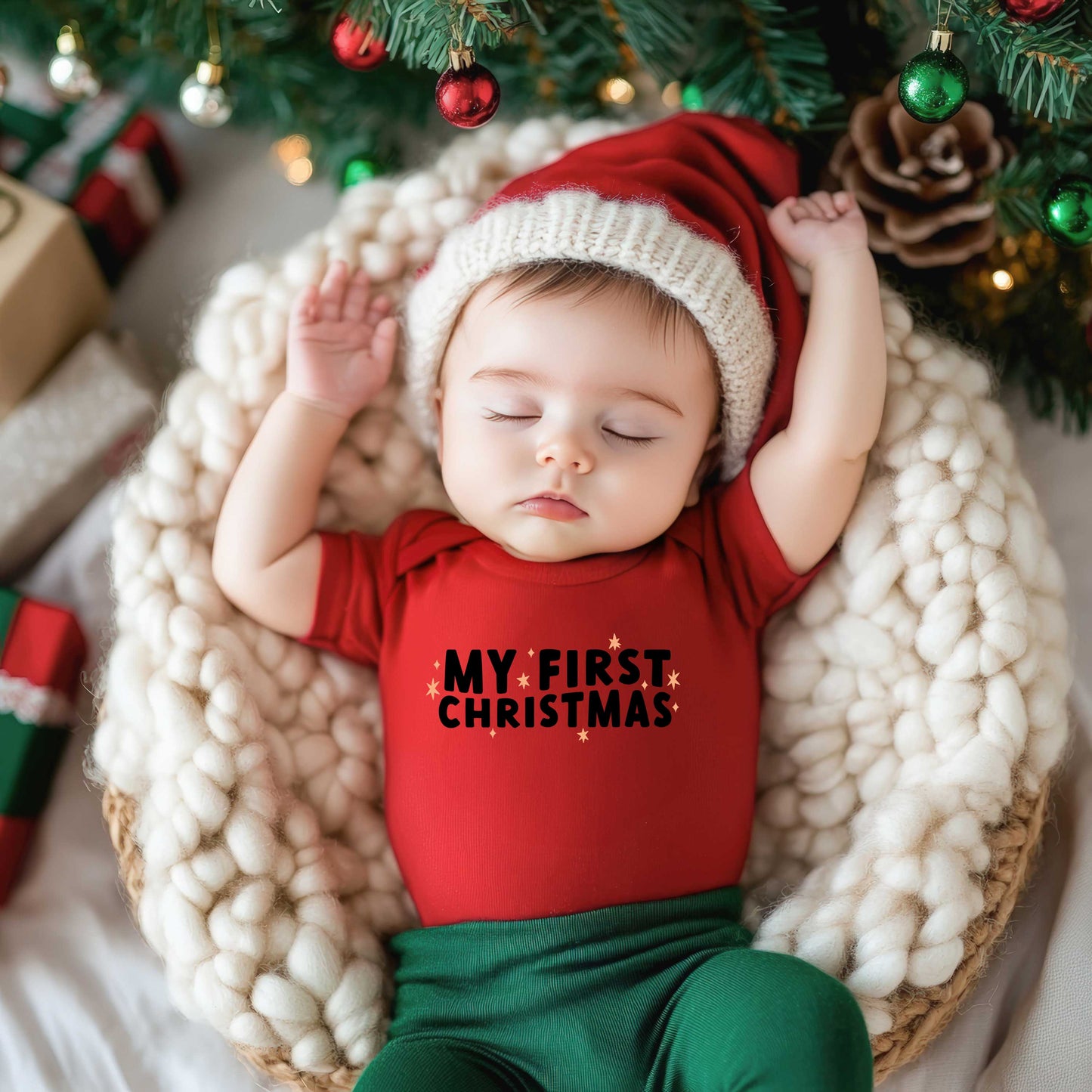 My First Christmas Stars | Baby Graphic Short Sleeve Onesie