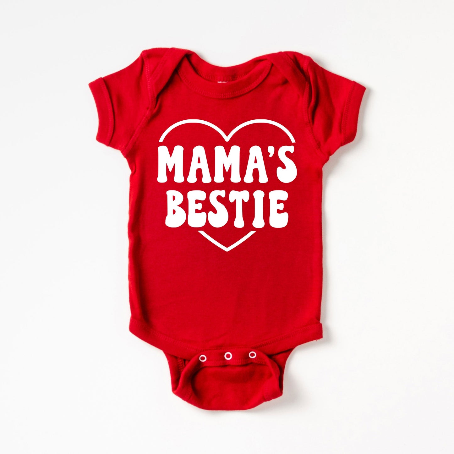 Mama's Bestie Heart | Baby Graphic Short Sleeve Onesie